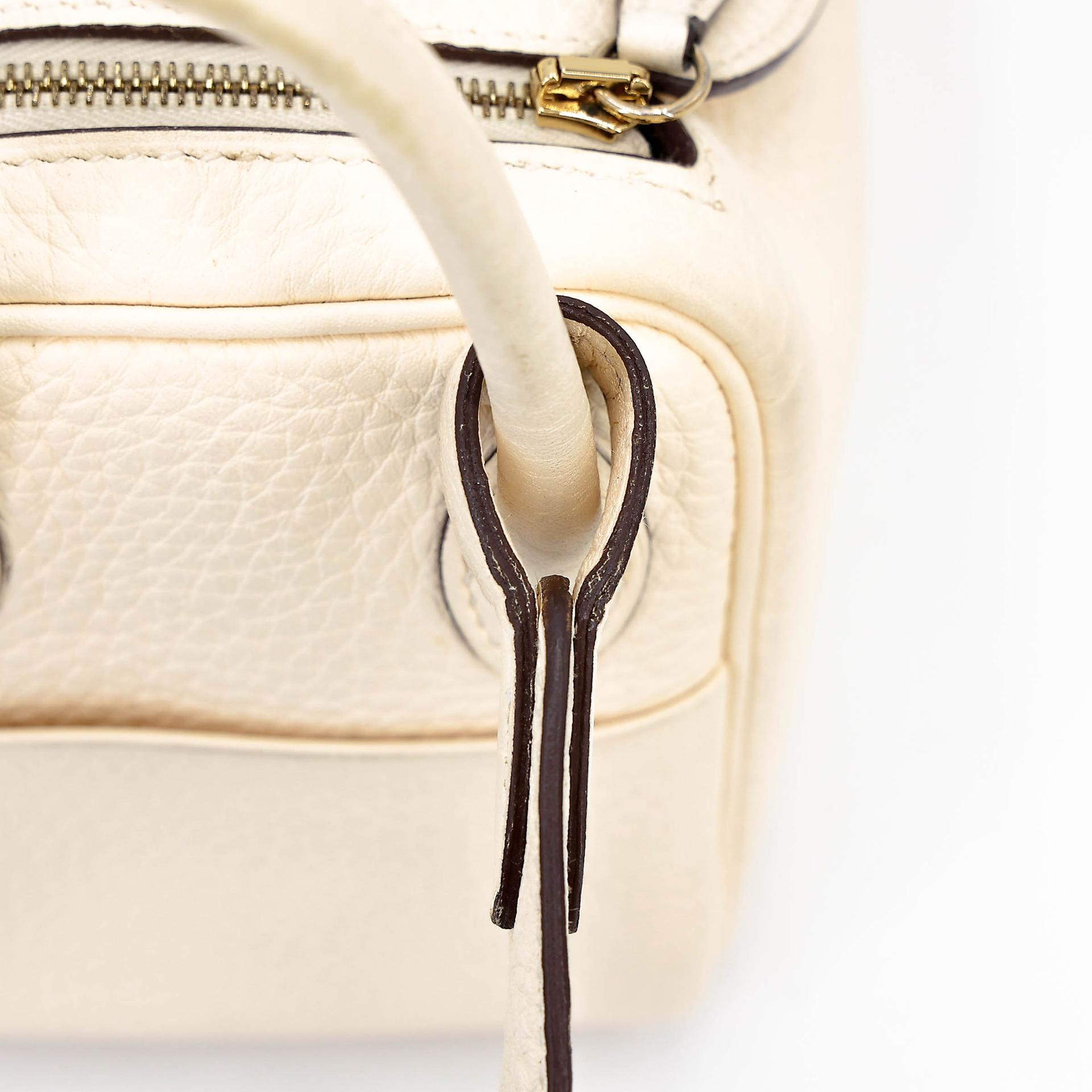 中古AB HERMÈS 愛馬仕 Mini Lindy I2 奶油白 Nata Clemence小牛皮 金扣 U刻 2022年 - 27
