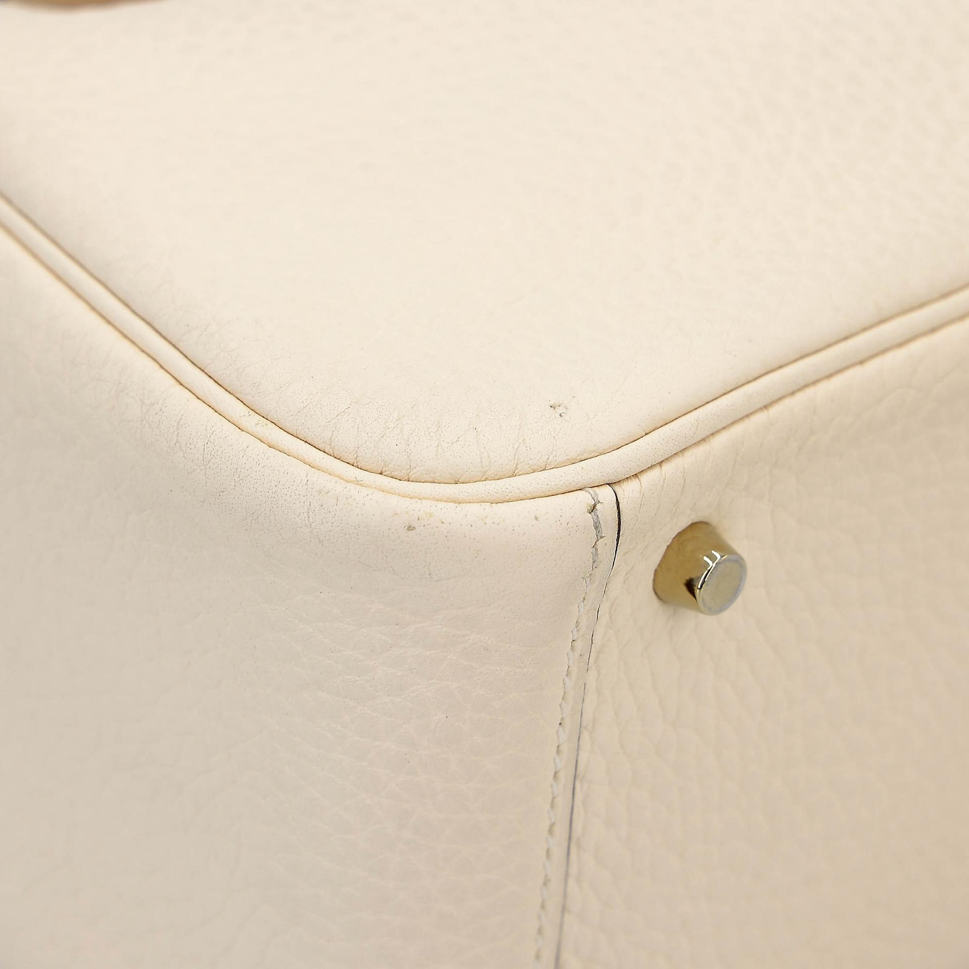 中古AB HERMÈS 愛馬仕 Mini Lindy I2 奶油白 Nata Clemence小牛皮 金扣 U刻 2022年 - 9