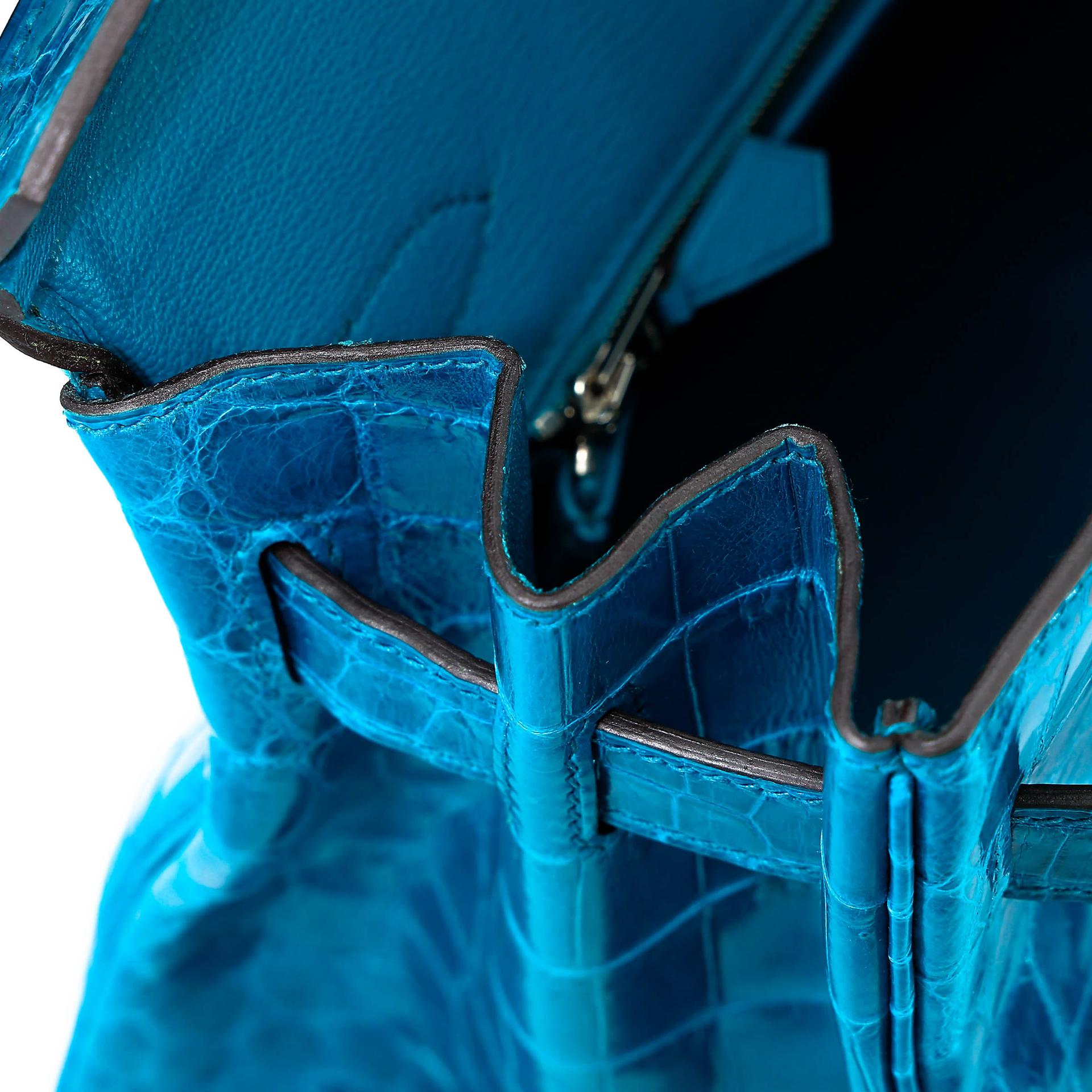 Unused ( Rank NS ) HERMÈS Birkin 30 Bleu Izmir (7W) Shiny Niloticus Crocodile Palladium hardware T (2015) - 22