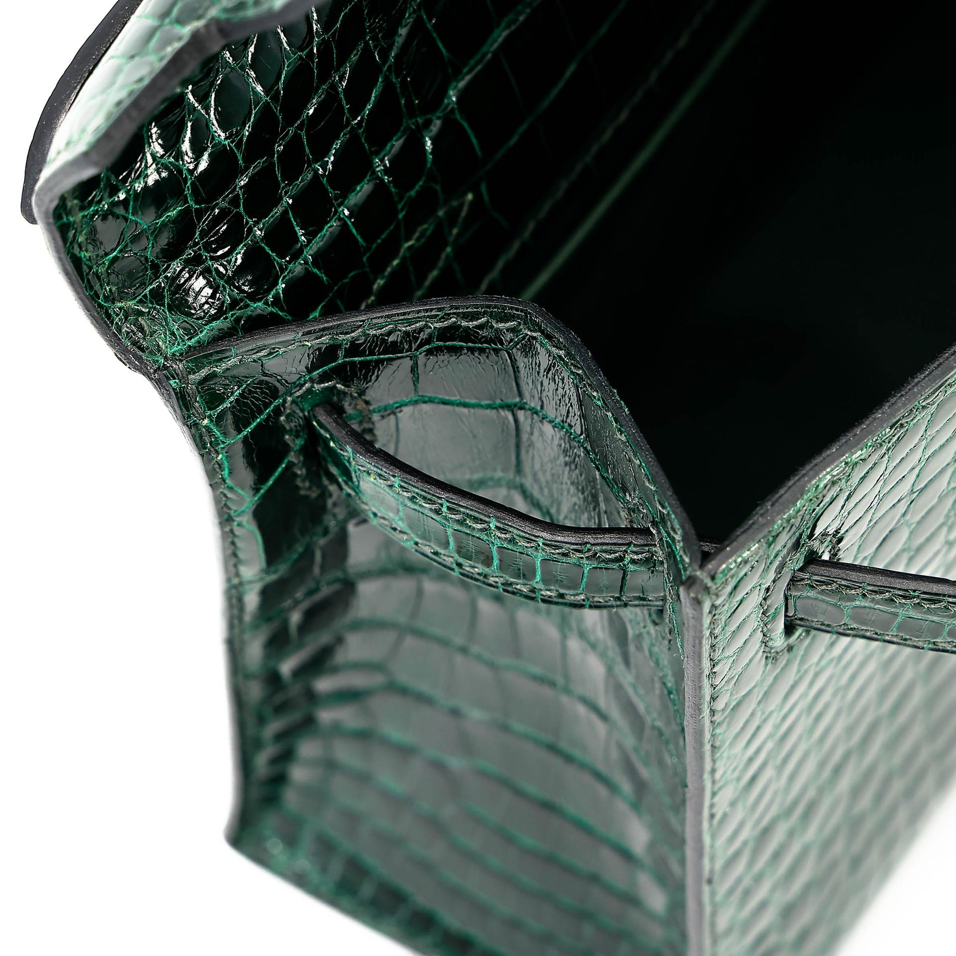 ランク A HERMÈS エルメス ポシェットケリー ヴェールフォンセ (67) クロコダイル アリゲーター リセ シルバー金具 □Q刻印 (2013) - 29