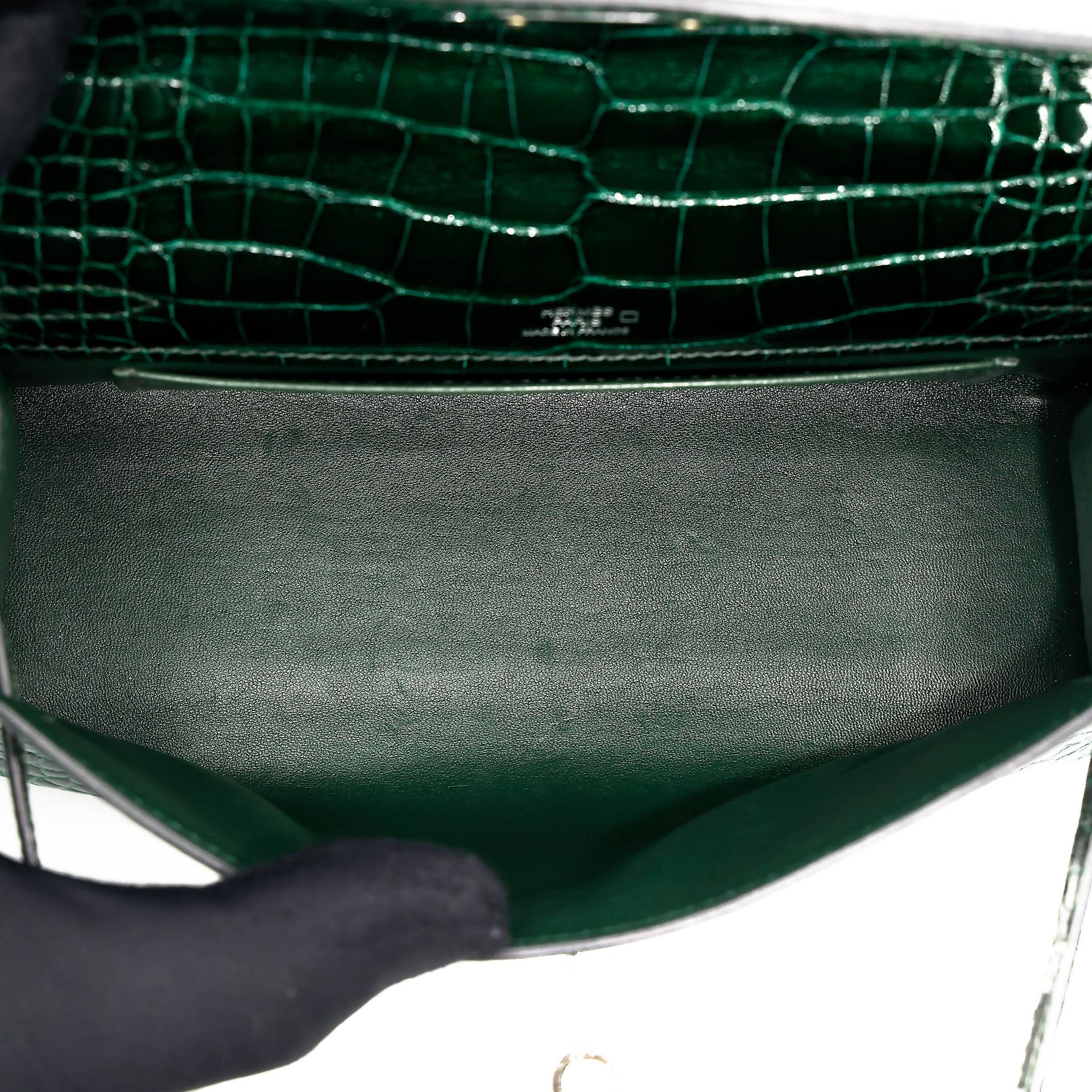 ランク A HERMÈS エルメス ポシェットケリー ヴェールフォンセ (67) クロコダイル アリゲーター リセ シルバー金具 □Q刻印 (2013) - 31
