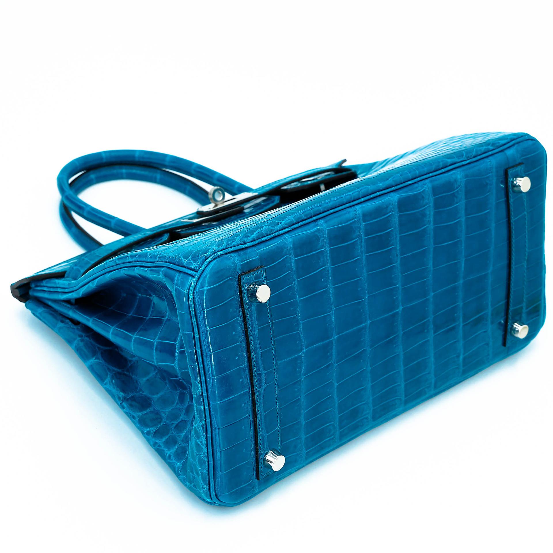 Unused ( Rank NS ) HERMÈS Birkin 30 Bleu Izmir (7W) Shiny Niloticus Crocodile Palladium hardware T (2015) - 7