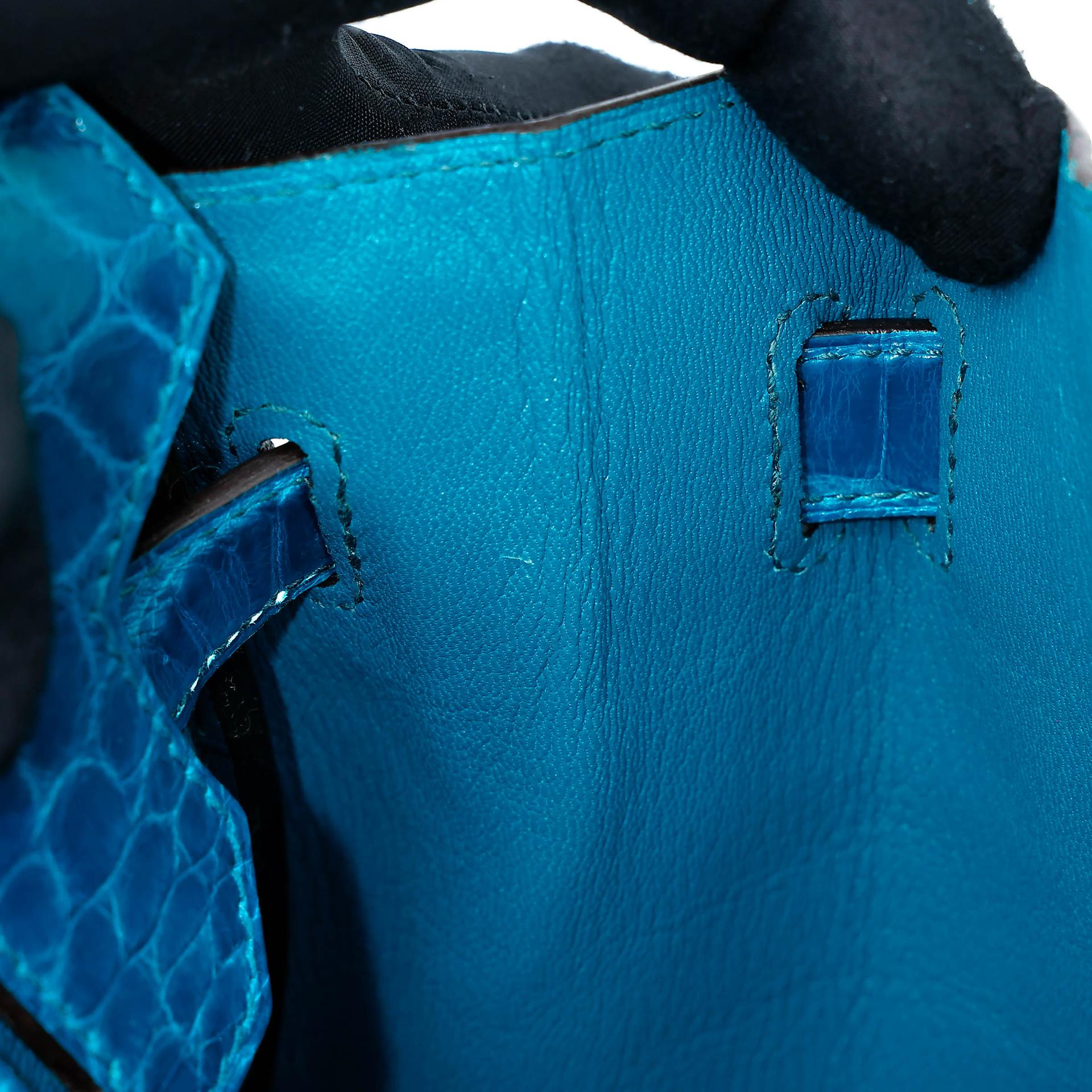 Unused ( Rank NS ) HERMÈS Birkin 30 Bleu Izmir (7W) Shiny Niloticus Crocodile Palladium hardware T (2015) - 23