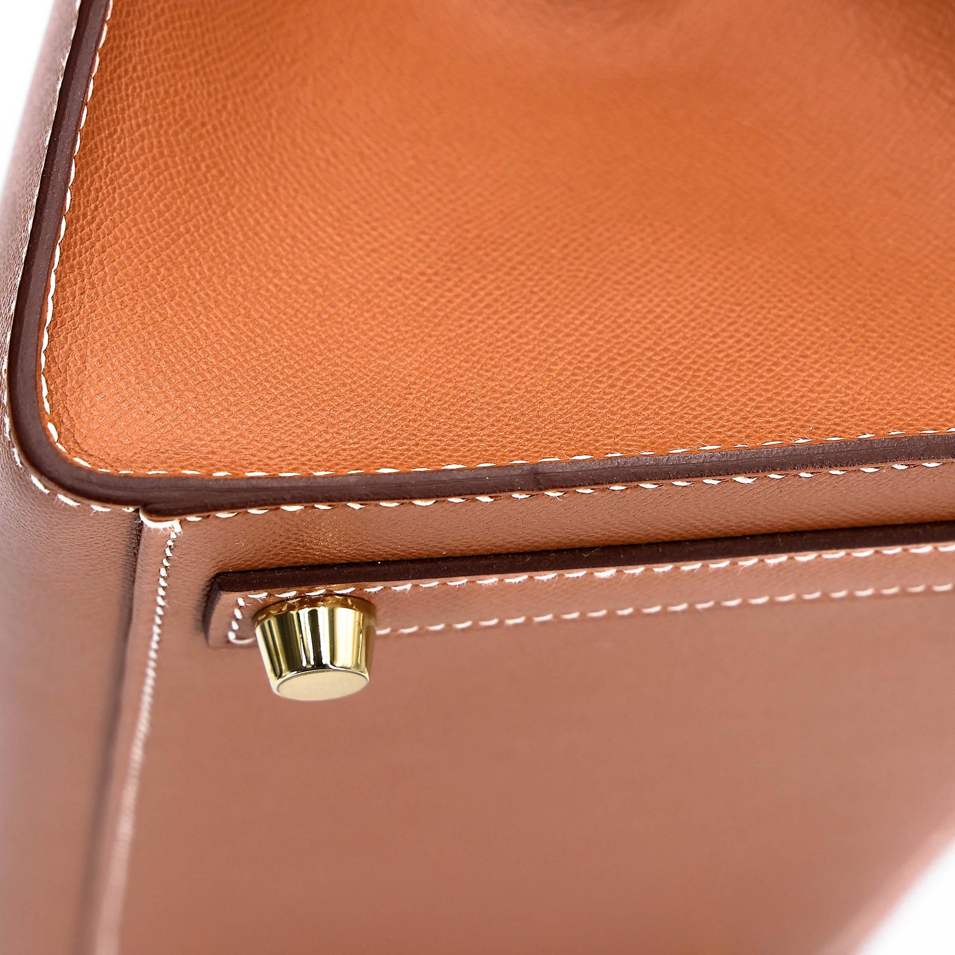 SA超美品 HERMÈS 愛馬仕 Birkin 25 外縫 37 金棕色 Gold Madame皮 金扣 Z刻 2021年 - 13