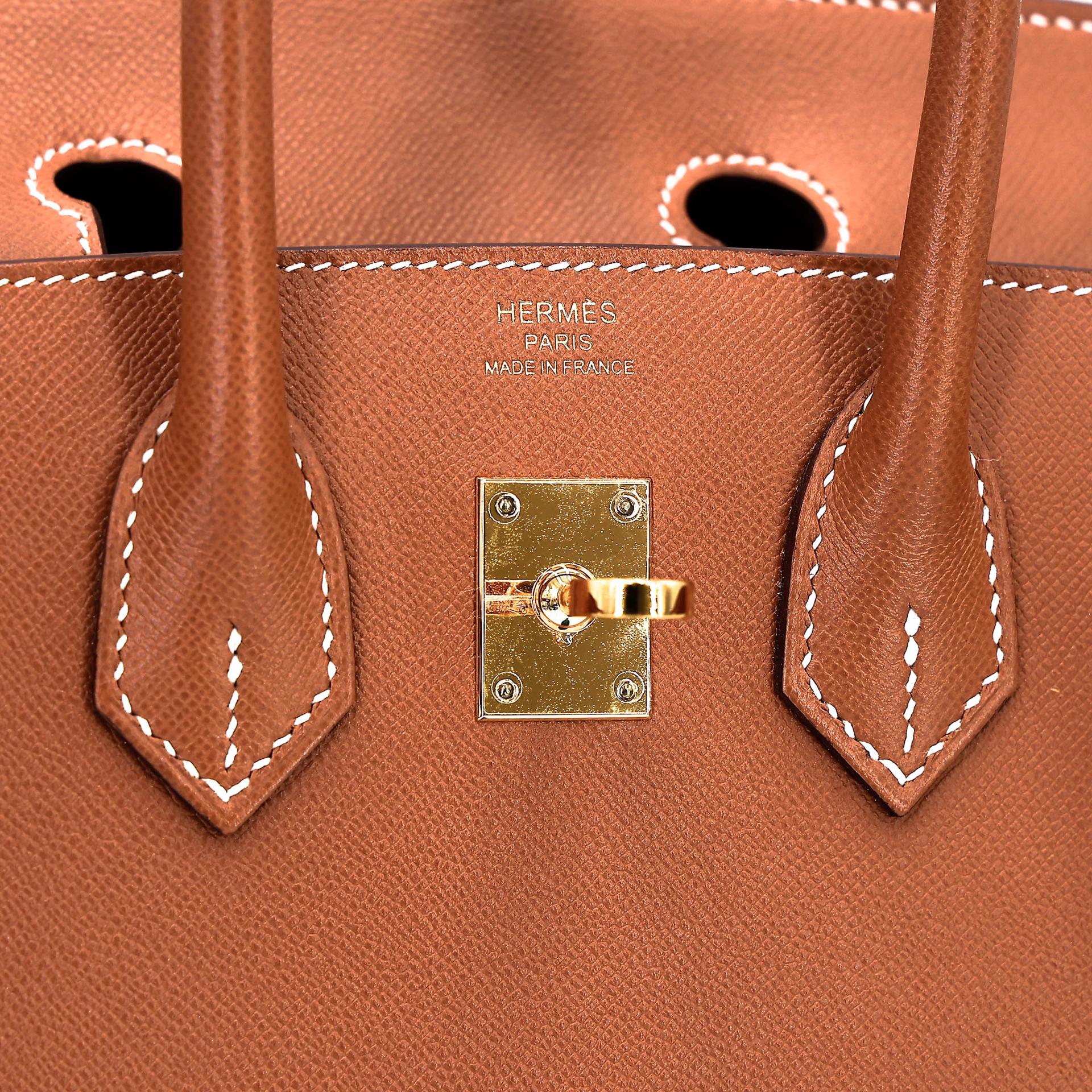SA超美品 HERMÈS 愛馬仕 Birkin 25 外縫 37 金棕色 Gold Madame皮 金扣 Z刻 2021年 - 17