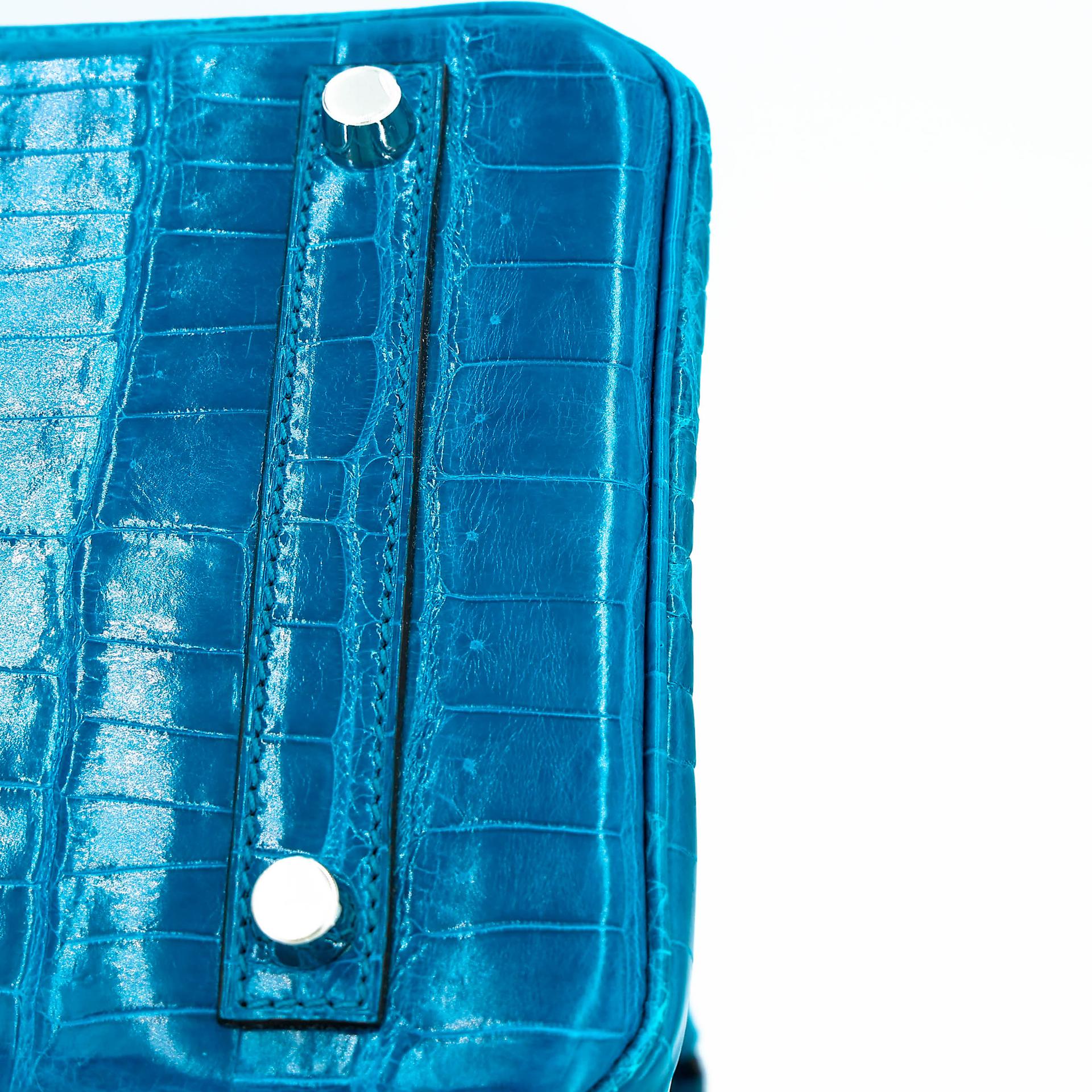 Unused ( Rank NS ) HERMÈS Birkin 30 Bleu Izmir (7W) Shiny Niloticus Crocodile Palladium hardware T (2015) - 10