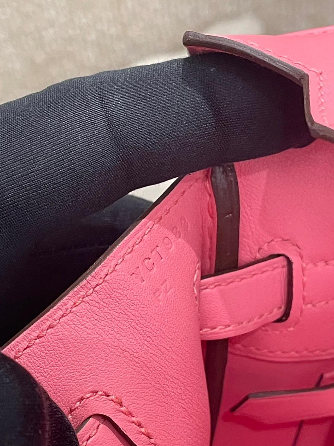 A美品 HERMÈS 爱马仕 Birkin 25 8W 唇膏粉 Rose Azalee Swift牛皮 银扣 Y刻 2020年 - 13