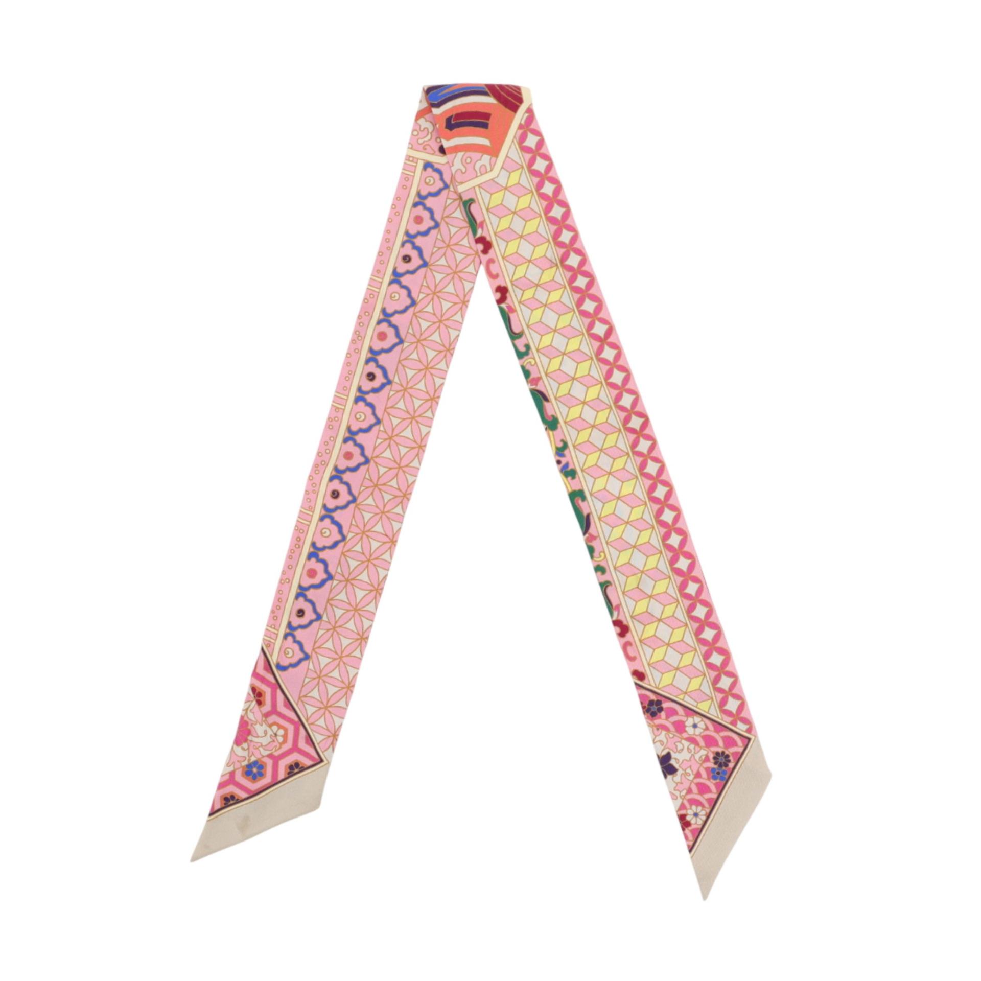 A美品 HERMÈS 愛馬仕 Twilly 絲帶  Collections Imperiales 粉色 真絲 - 2