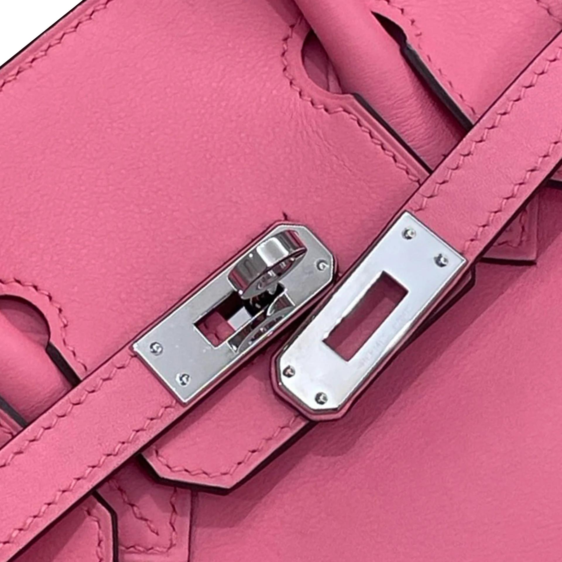 A美品 HERMÈS 爱马仕 Birkin 25 8W 唇膏粉 Rose Azalee Swift牛皮 银扣 Y刻 2020年 - 8