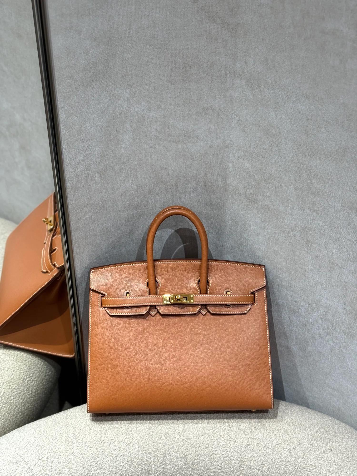 SA超美品 HERMÈS 愛馬仕 Birkin 25 外縫 37 金棕色 Gold Madame皮 金扣 Z刻 2021年 - 3
