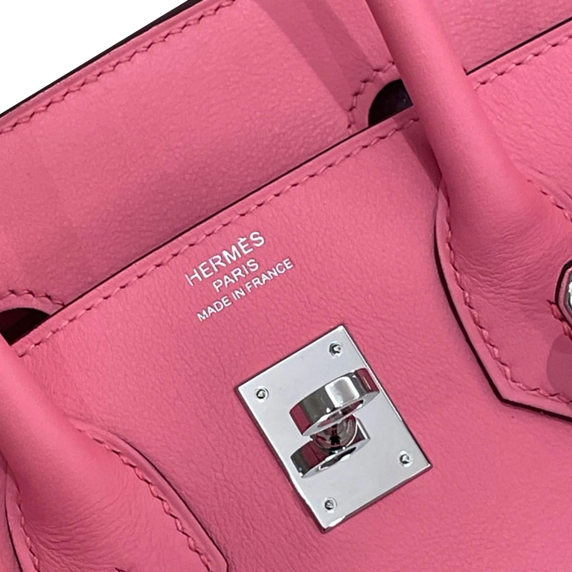 A美品 HERMÈS 爱马仕 Birkin 25 8W 唇膏粉 Rose Azalee Swift牛皮 银扣 Y刻 2020年 - 9