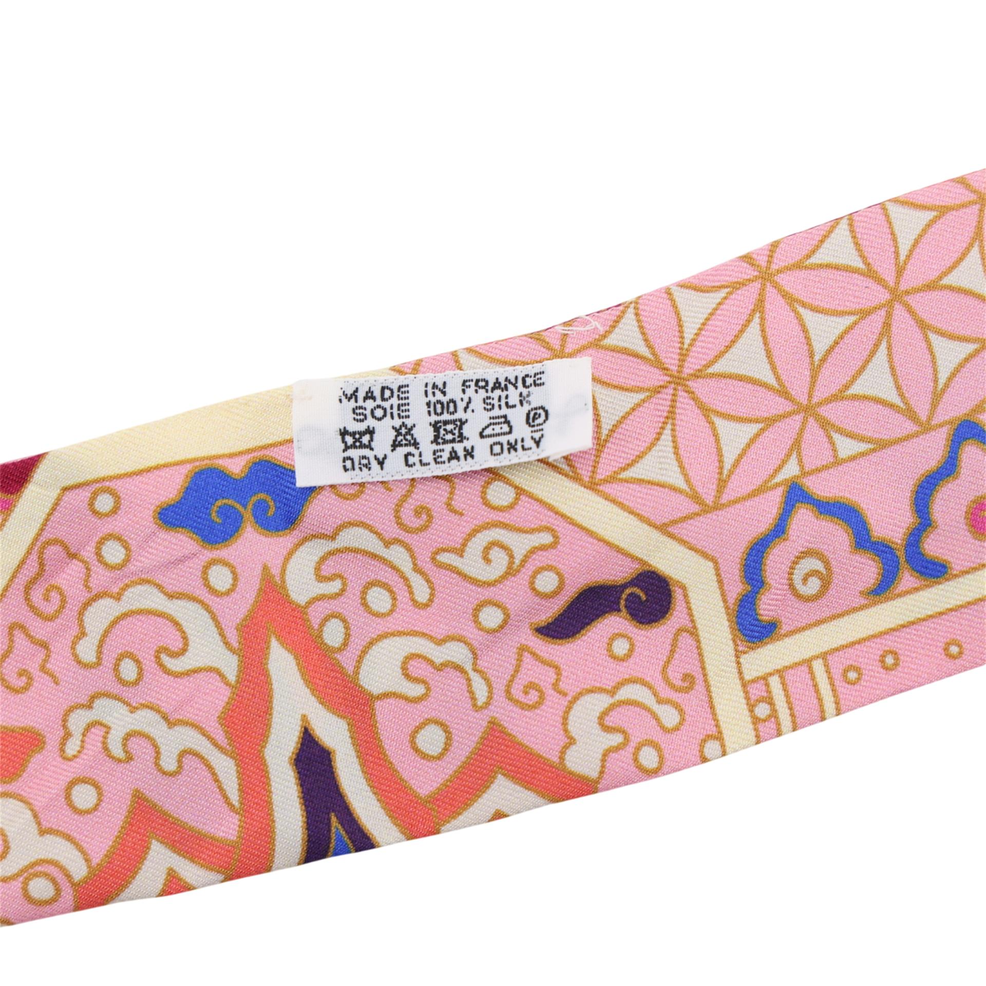 A美品 HERMÈS 愛馬仕 Twilly 絲帶  Collections Imperiales 粉色 真絲 - 4
