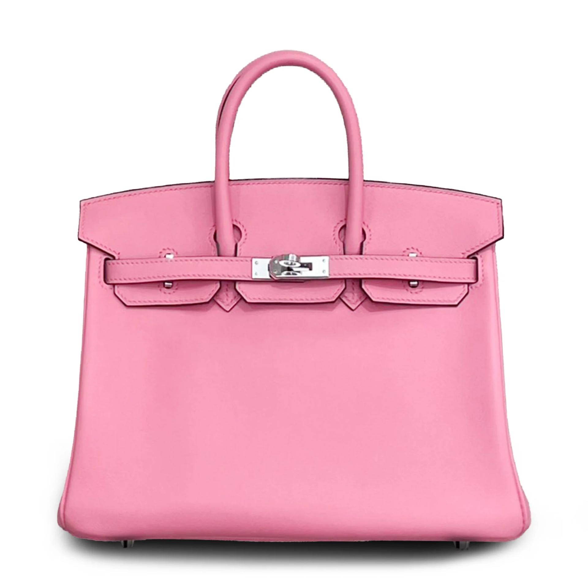 A美品 HERMÈS 爱马仕 Birkin 25 8W 唇膏粉 Rose Azalee Swift牛皮 银扣 Y刻 2020年 - 1