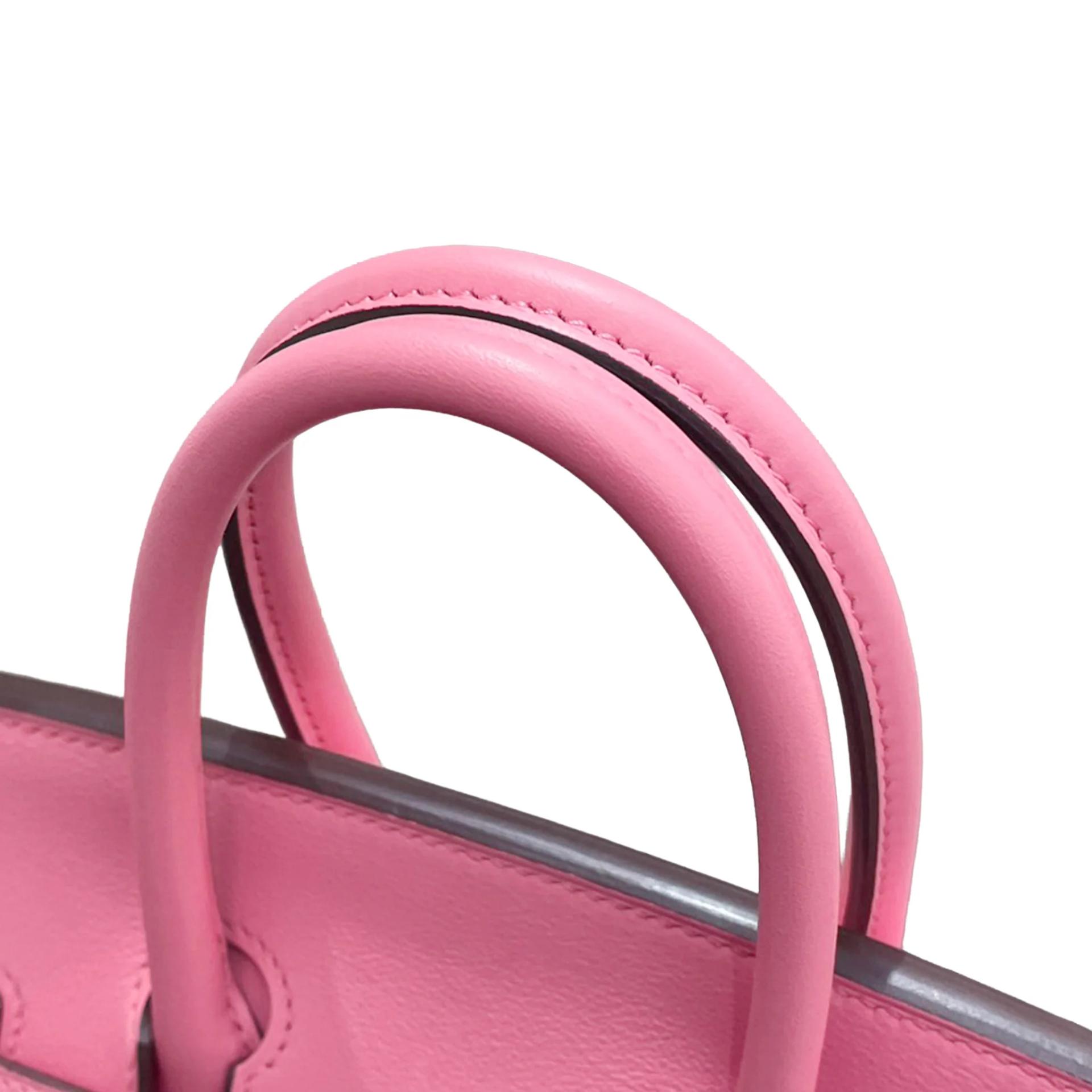 A美品 HERMÈS 爱马仕 Birkin 25 8W 唇膏粉 Rose Azalee Swift牛皮 银扣 Y刻 2020年 - 3