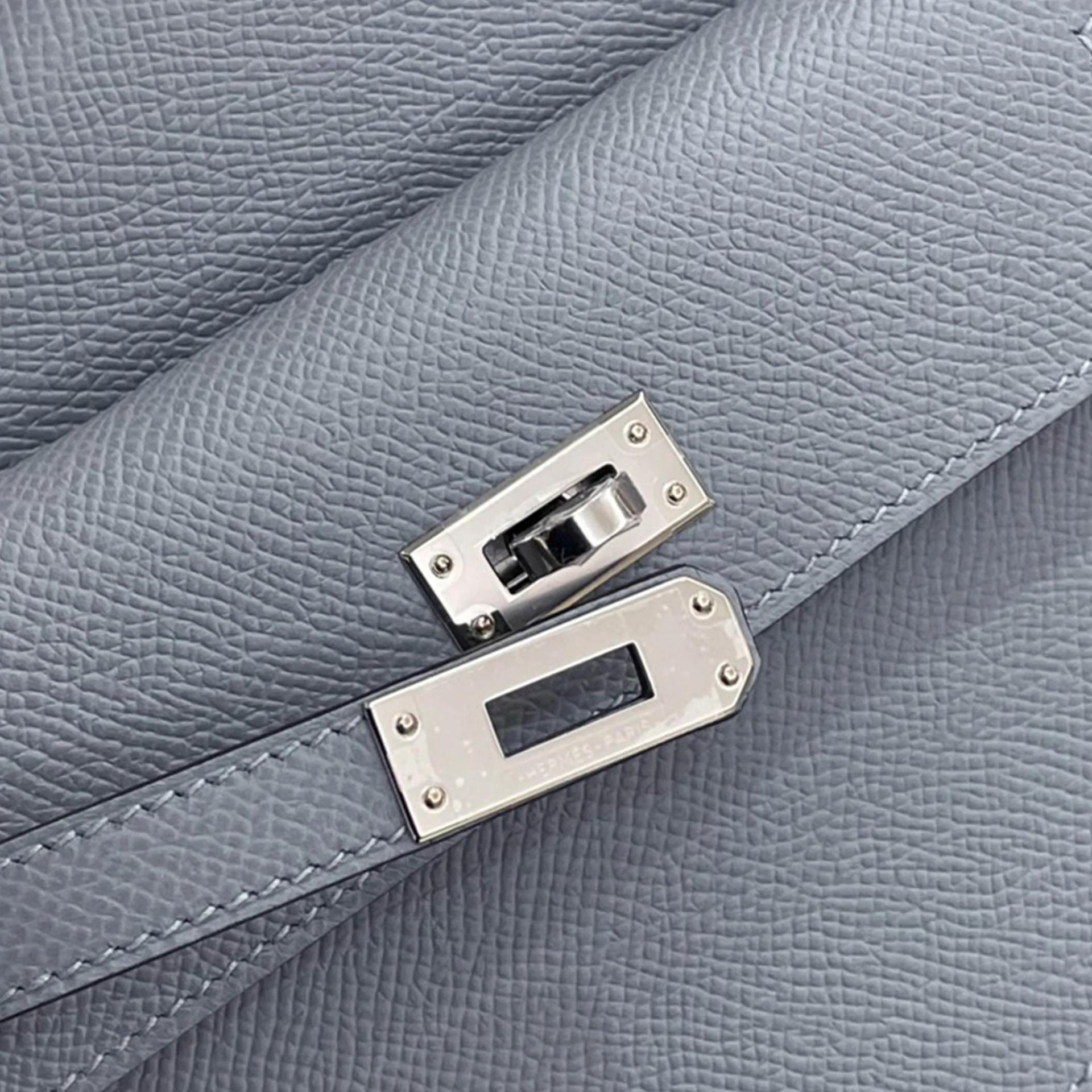 Brand New ( Rank N ) HERMÈS Kelly 20 en Desordre Gris Pantin (P0) Epsom Palladium hardware K (2025) - 8