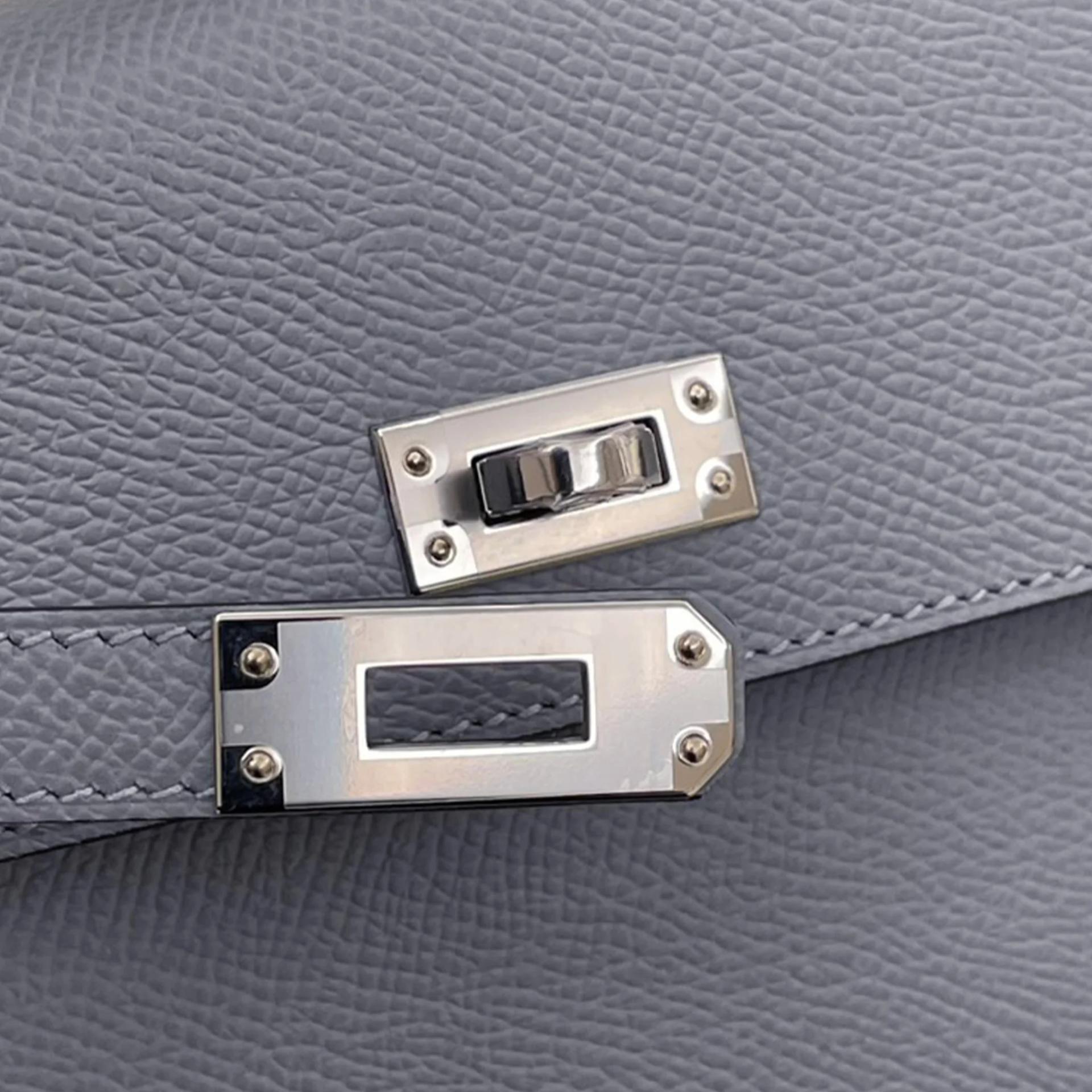 Brand New ( Rank N ) HERMÈS Kelly 20 en Desordre Gris Pantin (P0) Epsom Palladium hardware K (2025) - 12