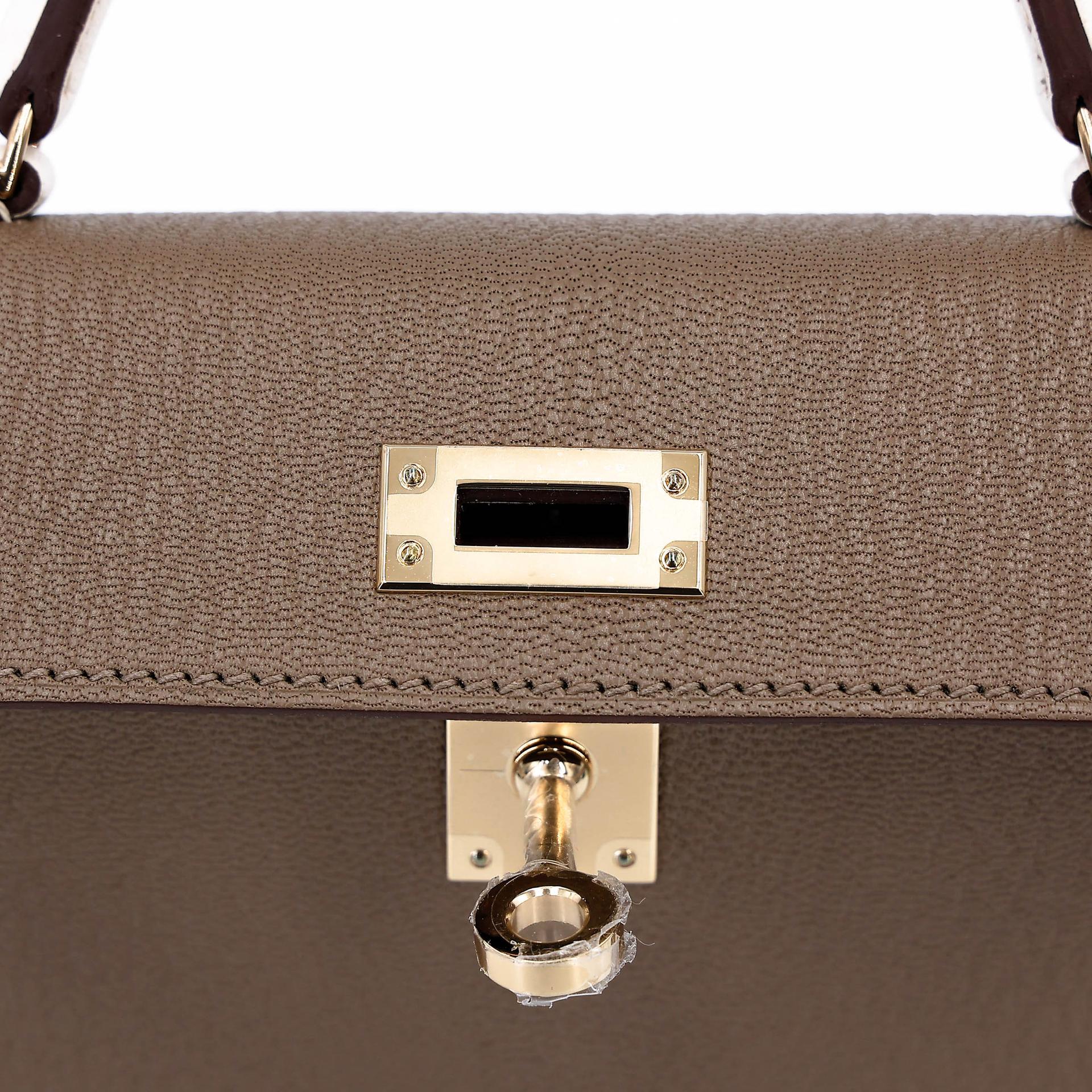 ランク N 新品 HERMÈS エルメス スペシャルオーダー ミニケリー2 HSS エトゥープ (18) ナタ (I2) シェーブル シャンパンゴールド金具 K刻印 (2025) - 10