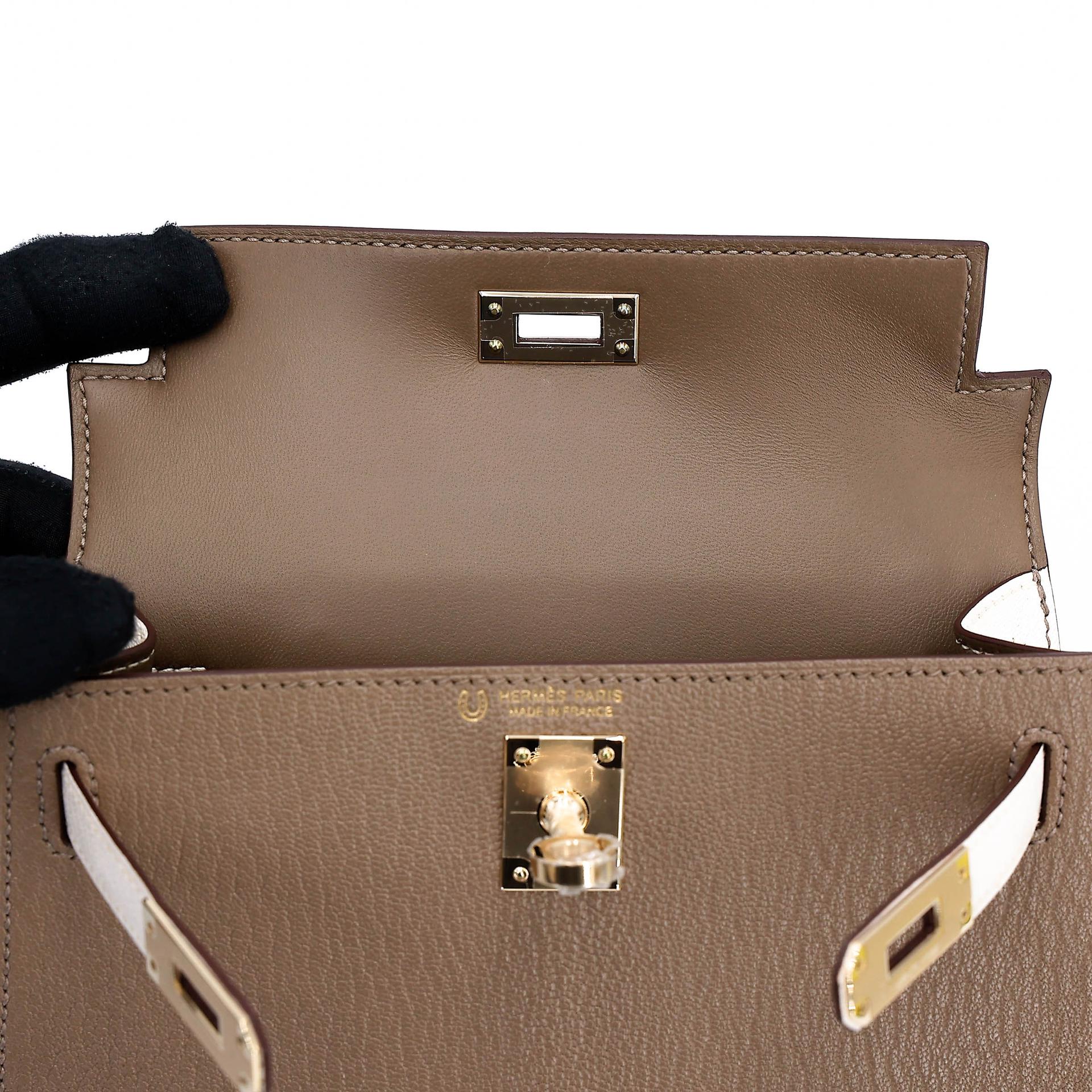 ランク N 新品 HERMÈS エルメス スペシャルオーダー ミニケリー2 HSS エトゥープ (18) ナタ (I2) シェーブル シャンパンゴールド金具 K刻印 (2025) - 12