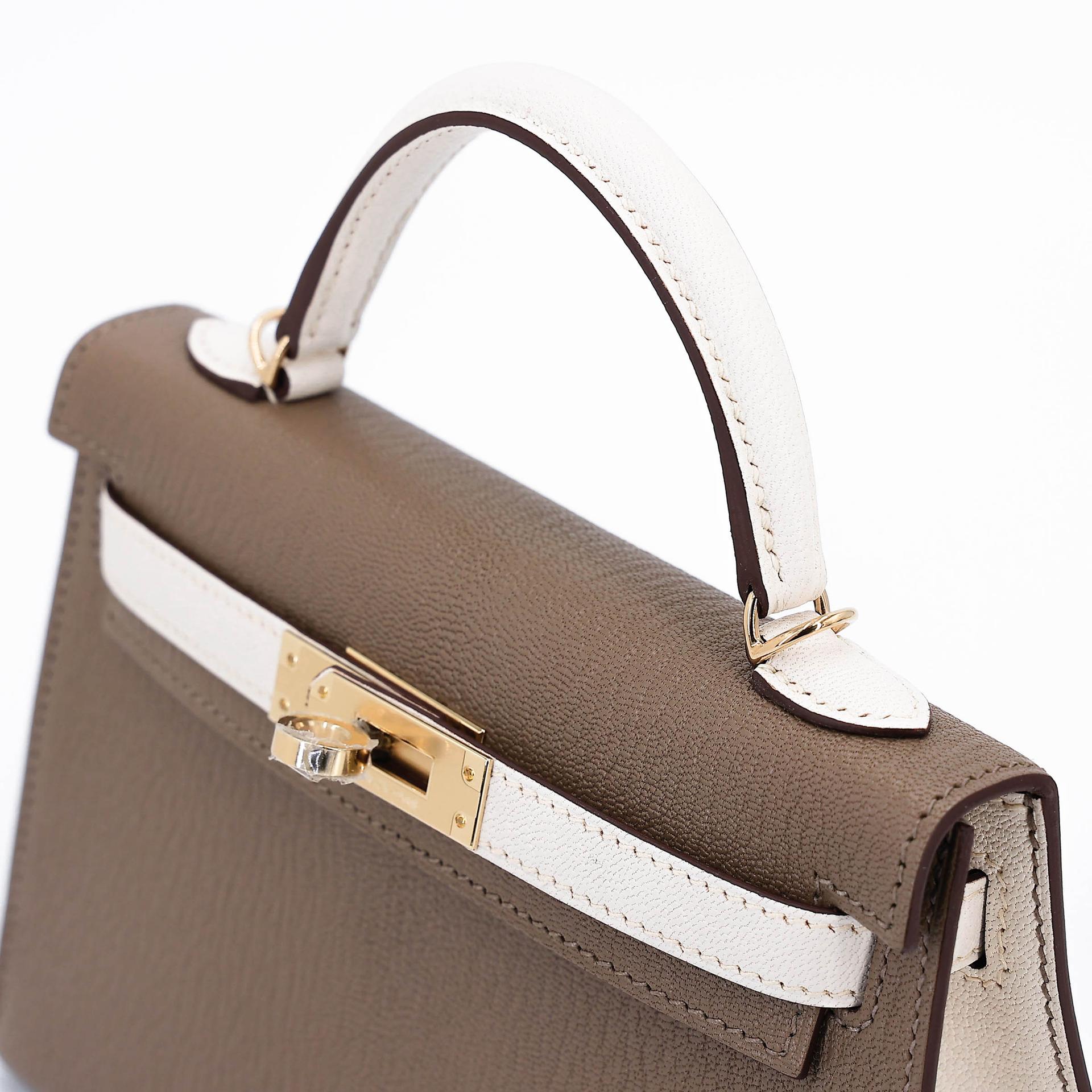 ランク N 新品 HERMÈS エルメス スペシャルオーダー ミニケリー2 HSS エトゥープ (18) ナタ (I2) シェーブル シャンパンゴールド金具 K刻印 (2025) - 3