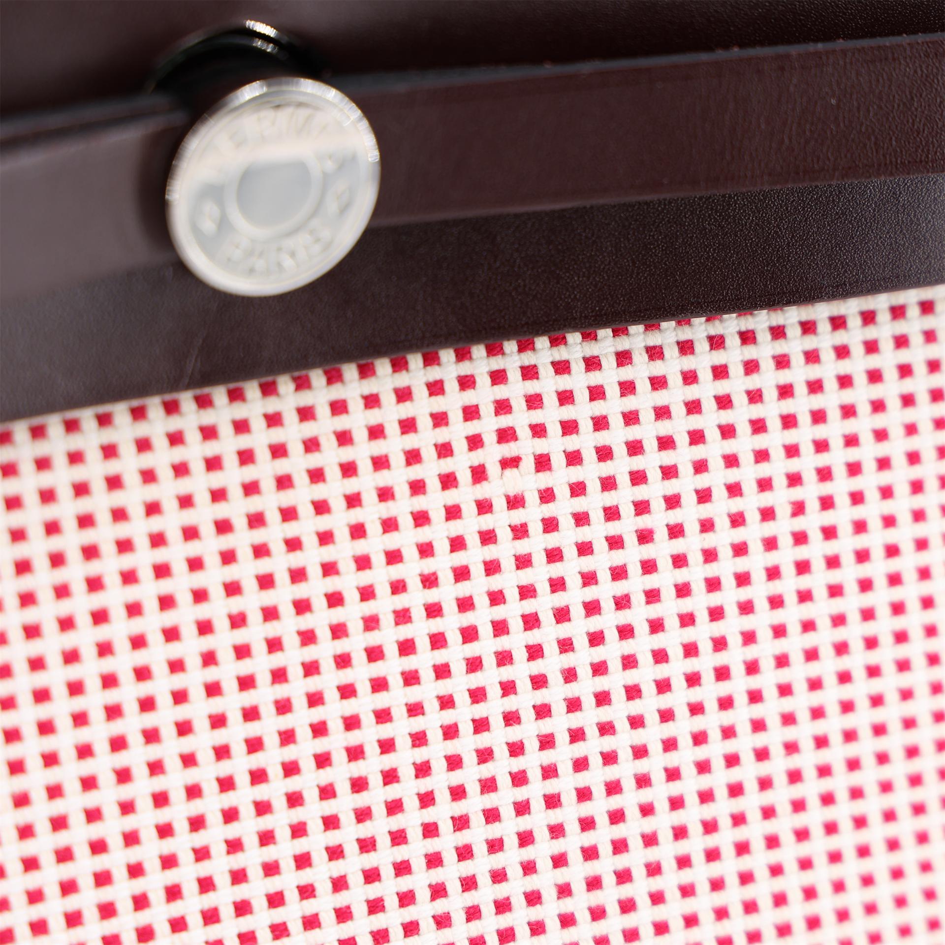 Excellent ( Rank SA ) HERMÈS Herbag PM Rouge Sellier (0G) Ecru Brique (36) Anemone (P9) Vache Hunter Toile GM canvas Palladium hardware U (2022) - 19