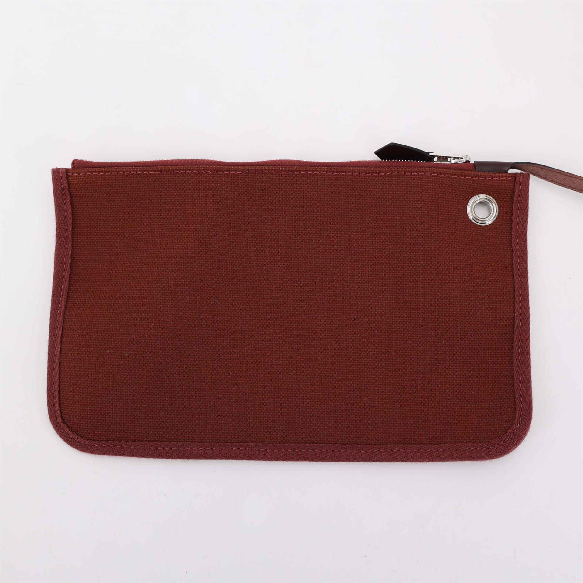 Excellent ( Rank SA ) HERMÈS Herbag PM Rouge Sellier (0G) Ecru Brique (36) Anemone (P9) Vache Hunter Toile GM canvas Palladium hardware U (2022) - 22