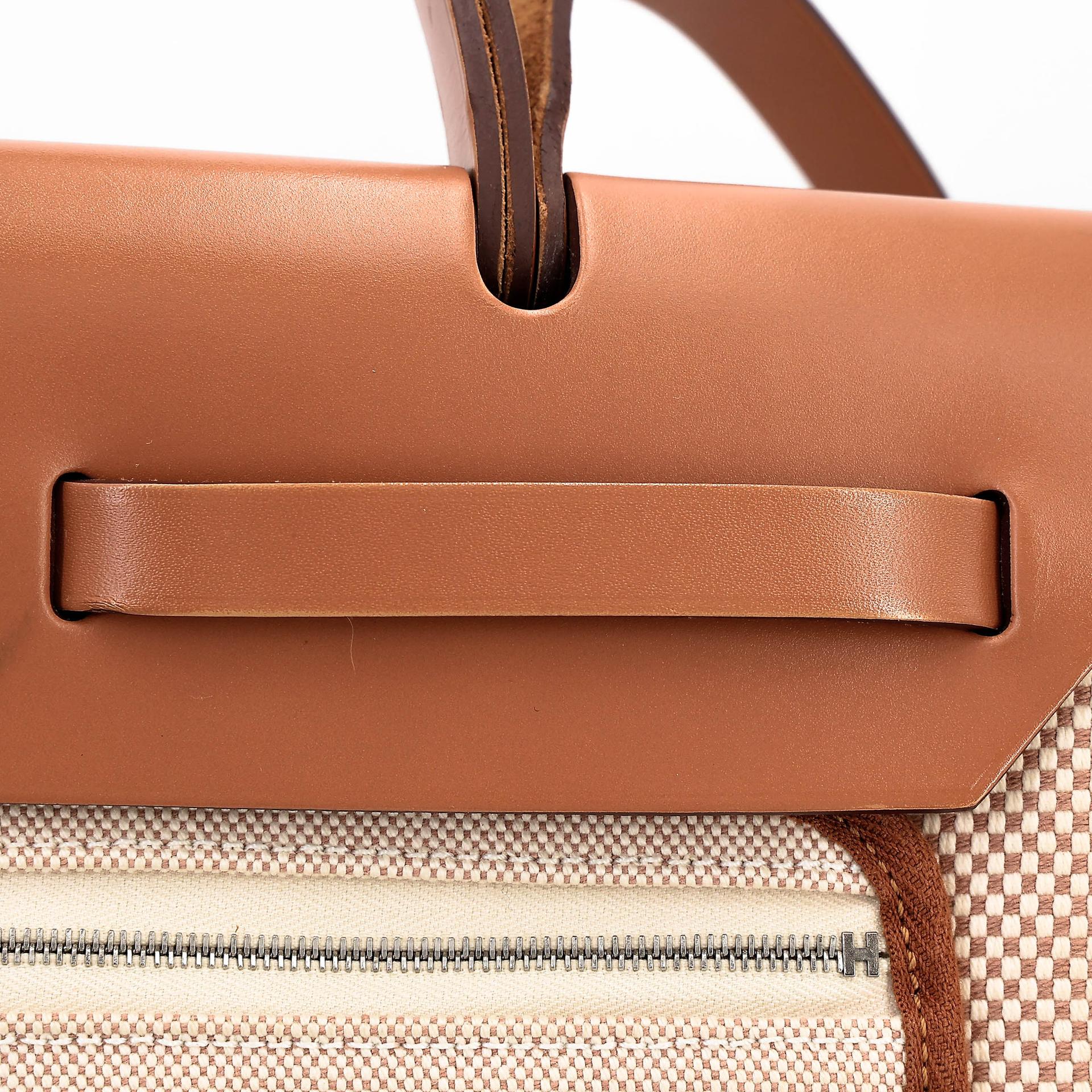 ランク A HERMÈS エルメス エールバッグジップ PM ナチュラルサブレ (21) ヴァッシュハンター トワルアッシュ シルバー金具 D刻印 (2019) - 14