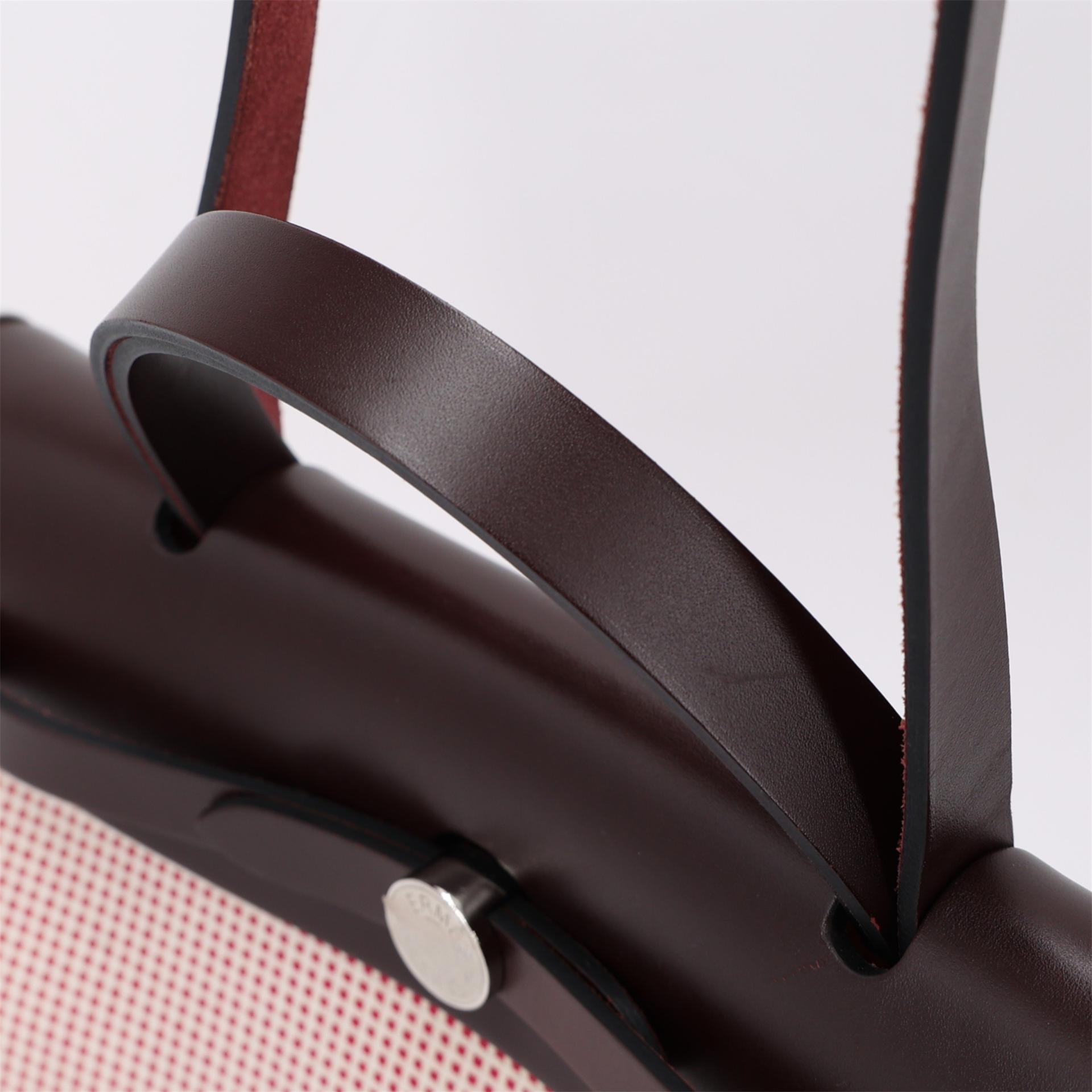 Excellent ( Rank SA ) HERMÈS Herbag PM Rouge Sellier (0G) Ecru Brique (36) Anemone (P9) Vache Hunter Toile GM canvas Palladium hardware U (2022) - 4