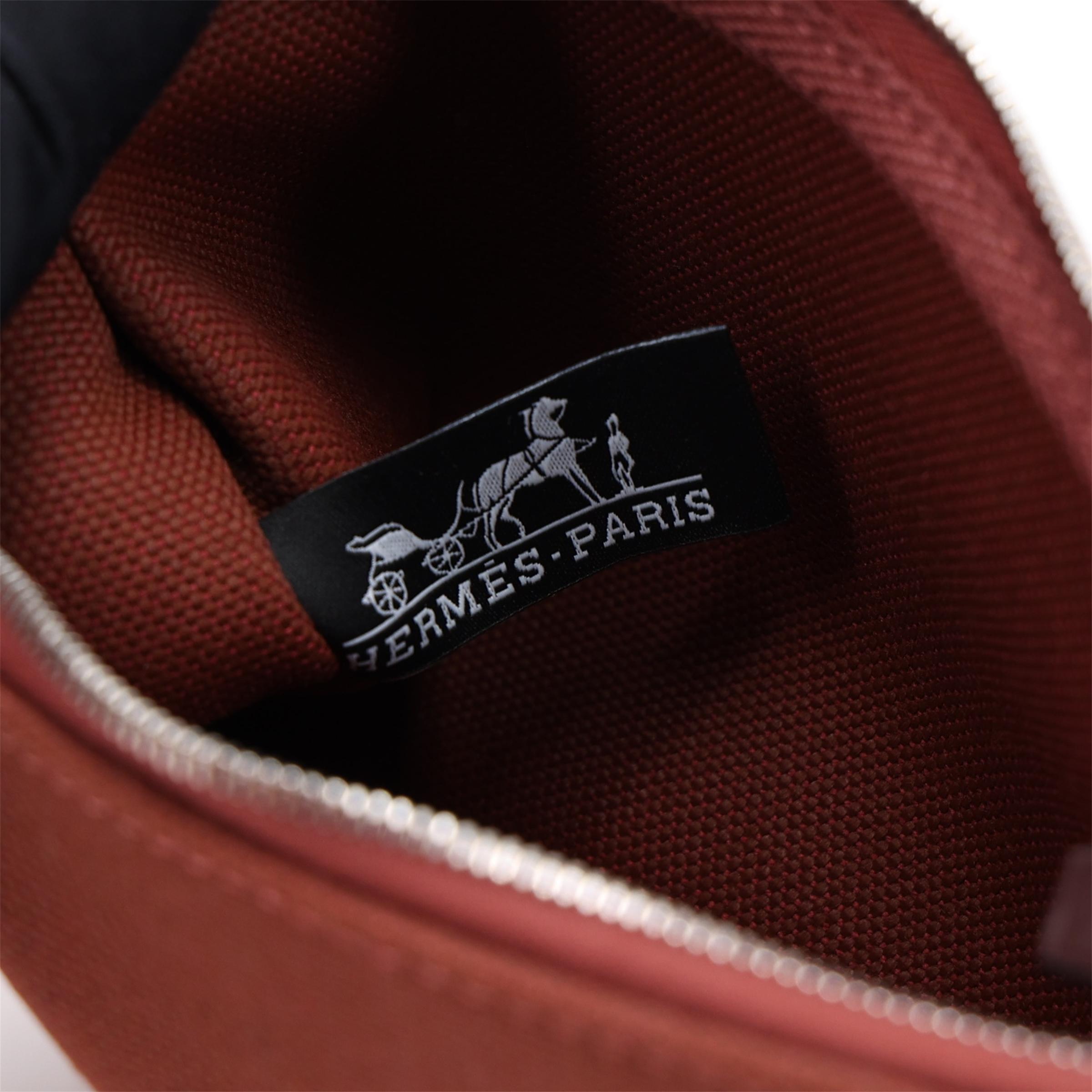 Excellent ( Rank SA ) HERMÈS Herbag PM Rouge Sellier (0G) Ecru Brique (36) Anemone (P9) Vache Hunter Toile GM canvas Palladium hardware U (2022) - 24