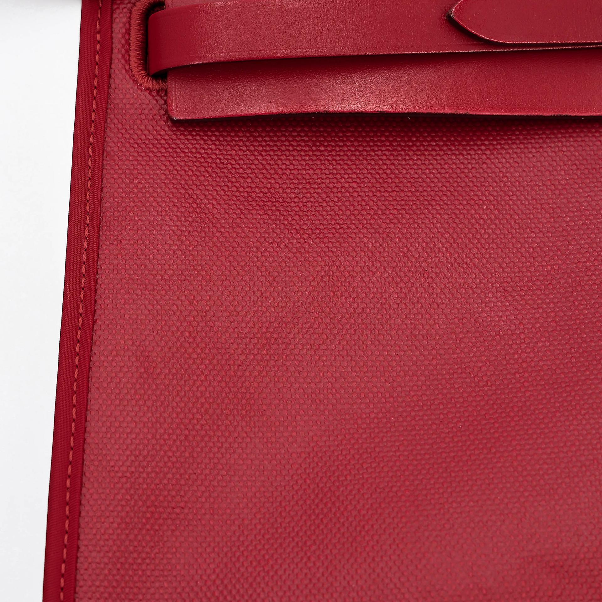 A美品 HERMÈS 愛馬仕 Herbag Zip 31 PM 5X 辣椒紅 Rouge Piment Vache Hunter皮 Toile Berline 帆布 銀扣 D刻 2019年 - 22