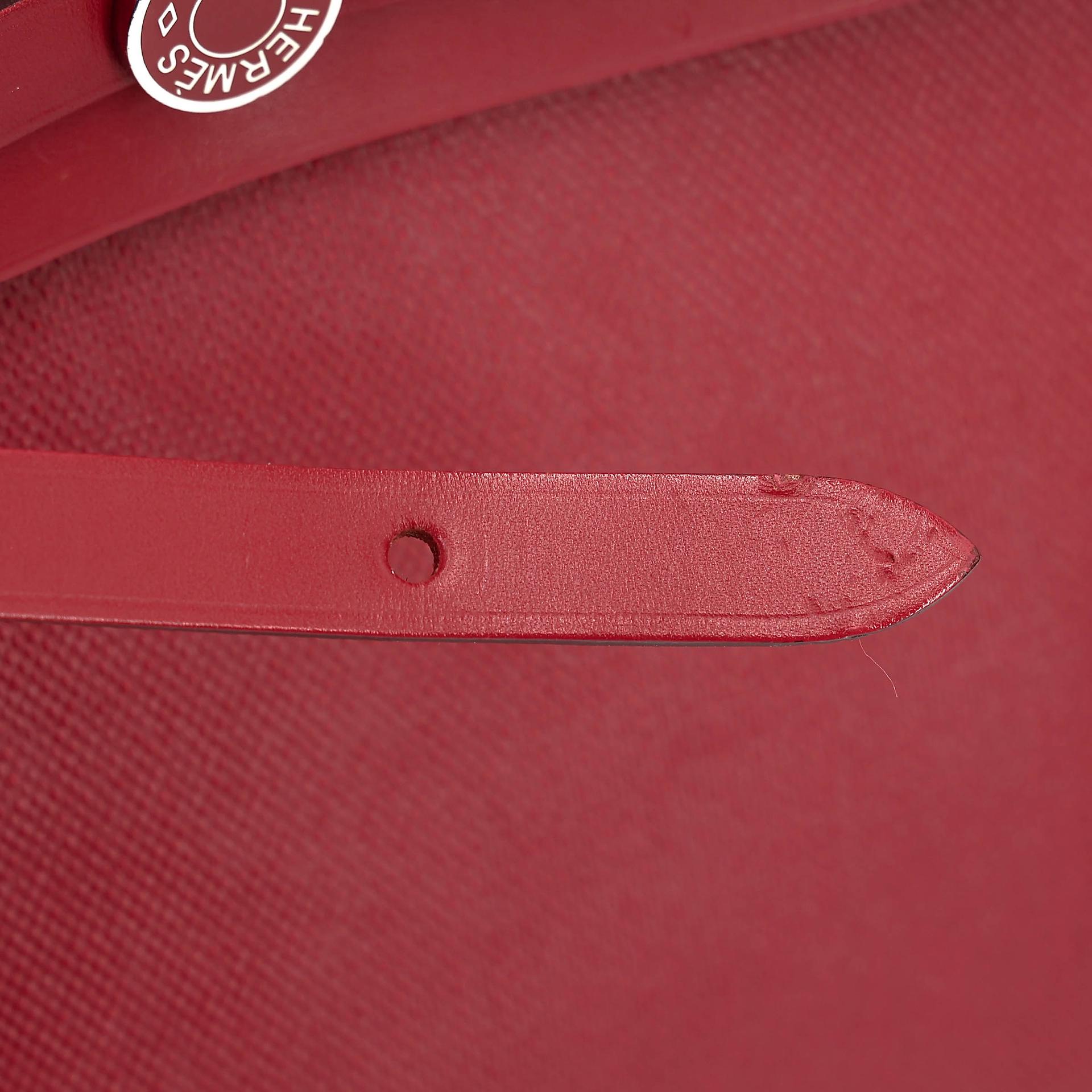 A美品 HERMÈS 愛馬仕 Herbag Zip 31 PM 5X 辣椒紅 Rouge Piment Vache Hunter皮 Toile Berline 帆布 銀扣 D刻 2019年 - 27