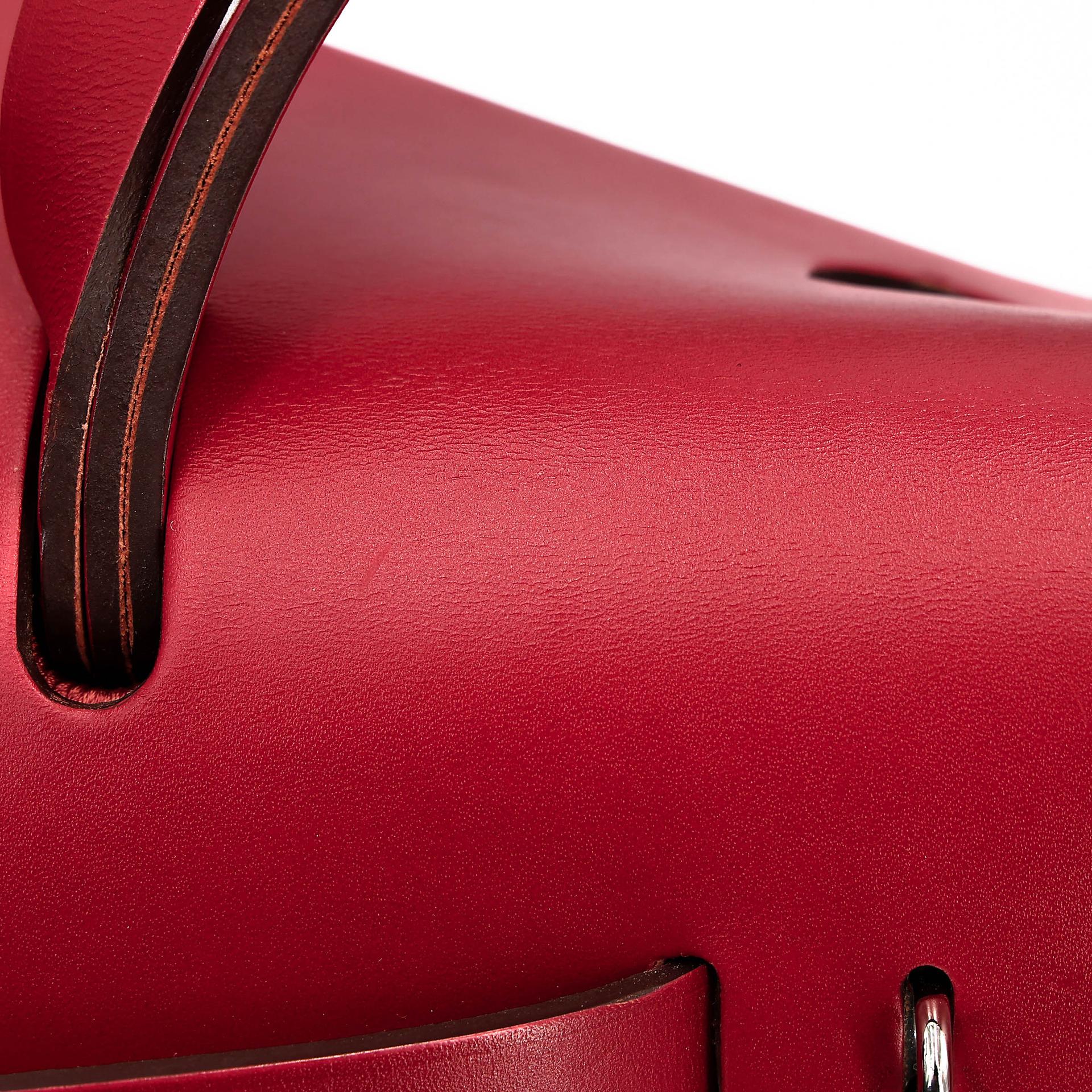 A美品 HERMÈS 愛馬仕 Herbag Zip 31 PM 5X 辣椒紅 Rouge Piment Vache Hunter皮 Toile Berline 帆布 銀扣 D刻 2019年 - 34