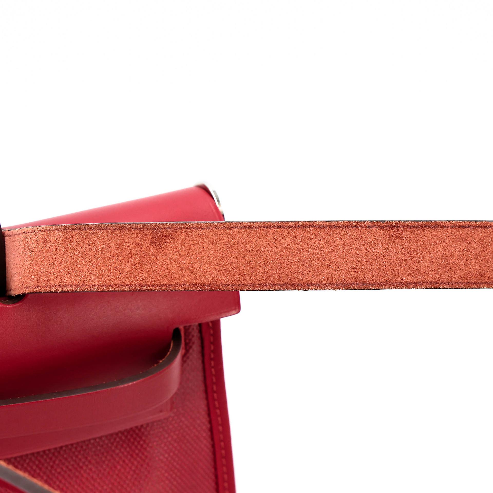 A美品 HERMÈS 愛馬仕 Herbag Zip 31 PM 5X 辣椒紅 Rouge Piment Vache Hunter皮 Toile Berline 帆布 銀扣 D刻 2019年 - 48