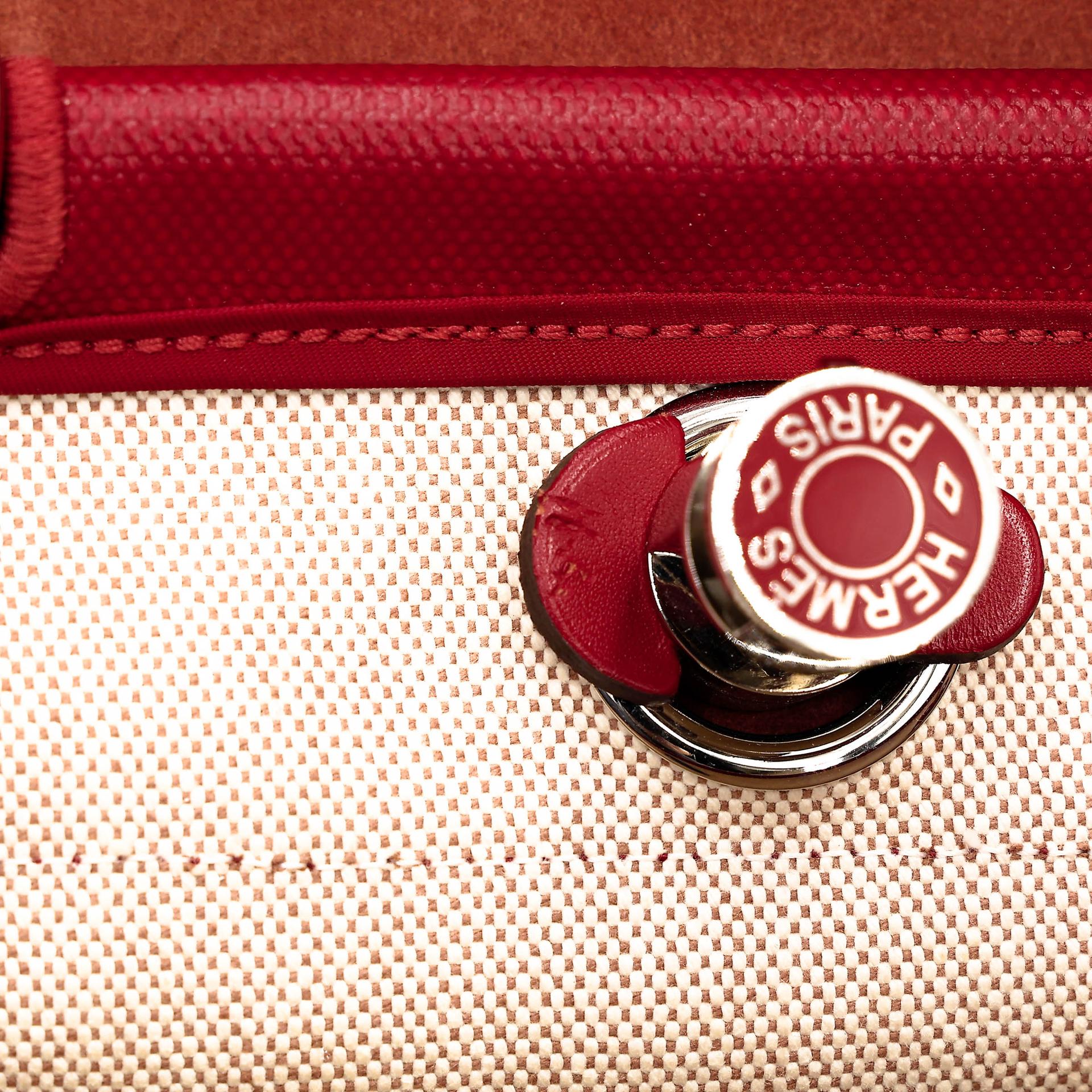 A美品 HERMÈS 愛馬仕 Herbag Zip 31 PM 5X 辣椒紅 Rouge Piment Vache Hunter皮 Toile Berline 帆布 銀扣 D刻 2019年 - 38
