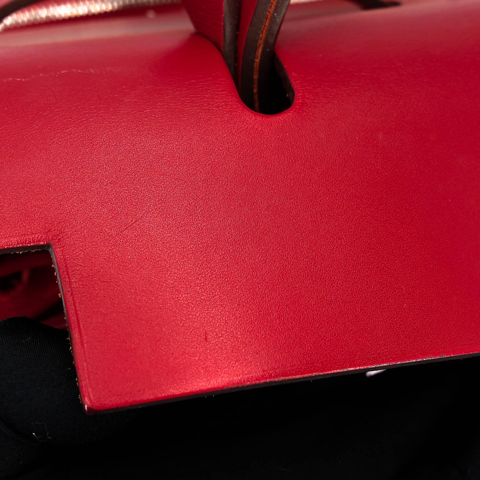 A美品 HERMÈS 愛馬仕 Herbag Zip 31 PM 5X 辣椒紅 Rouge Piment Vache Hunter皮 Toile Berline 帆布 銀扣 D刻 2019年 - 31