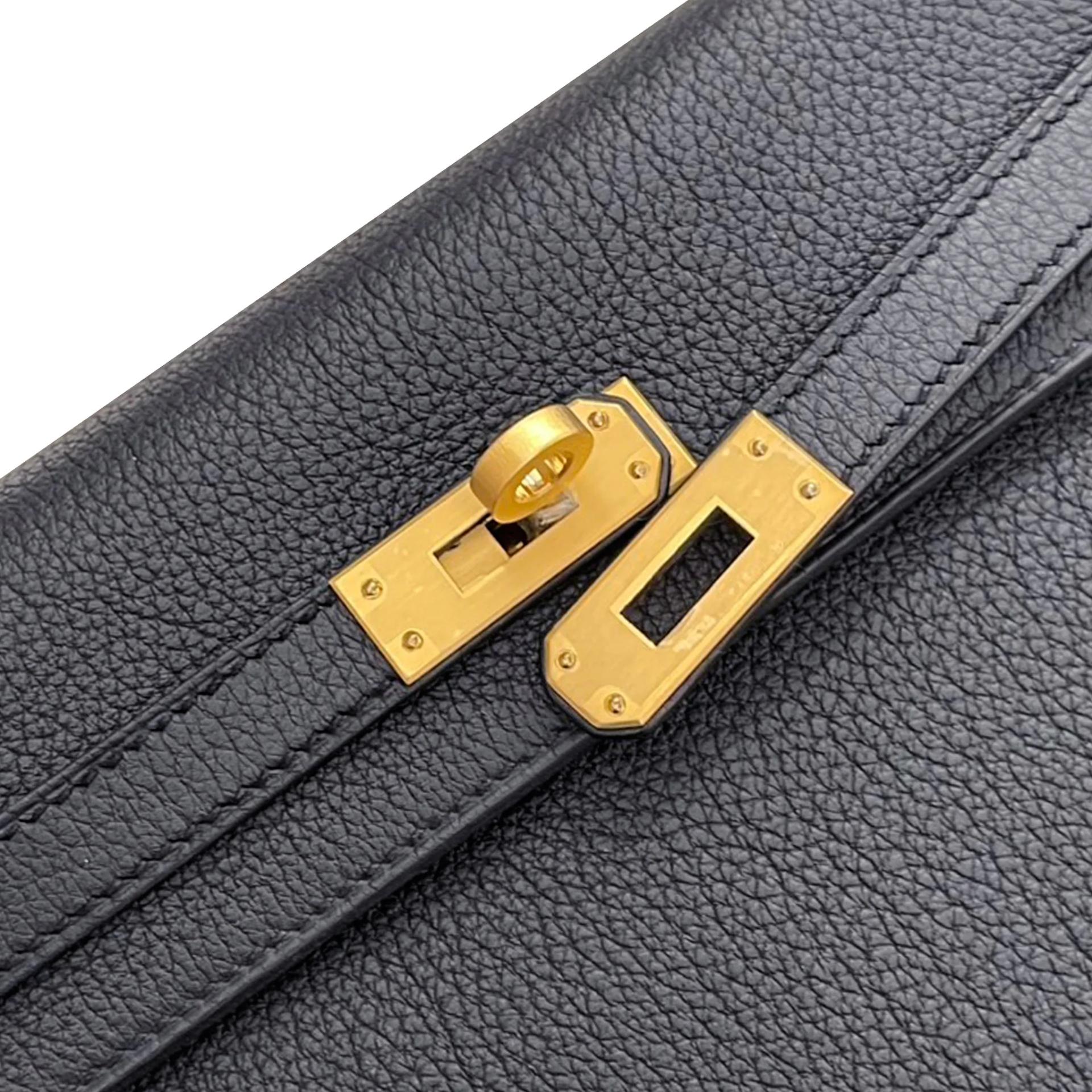 Unused ( Rank NS ) HERMÈS Kelly 25 Noir (89) Togo Brushed Gold hardware W (2024) - 8
