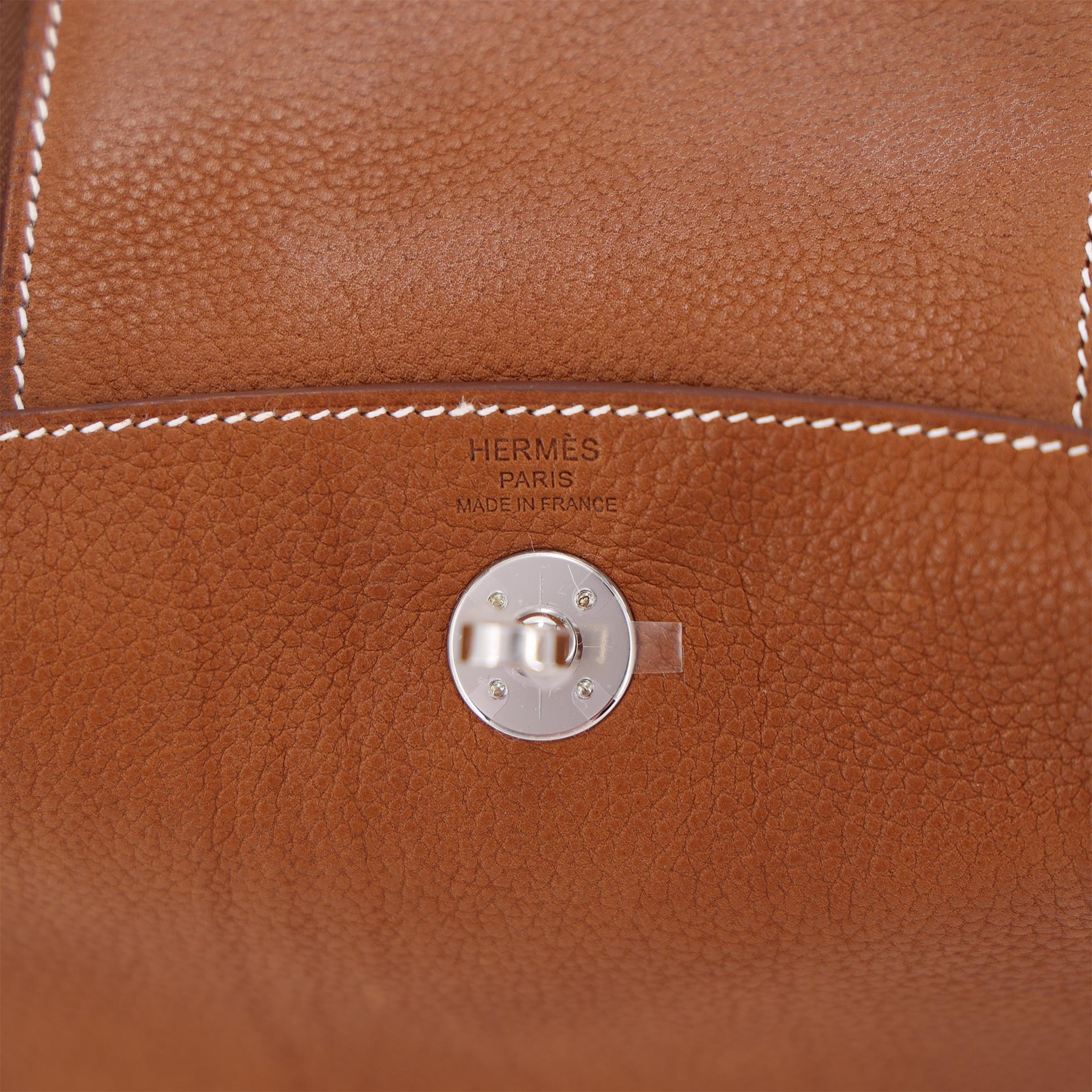 Unused ( Rank NS ) HERMÈS Mini Lindy II Fauve (34) Ficelle (17) Barenia Faubourg Palladium hardware W (2024) - 10