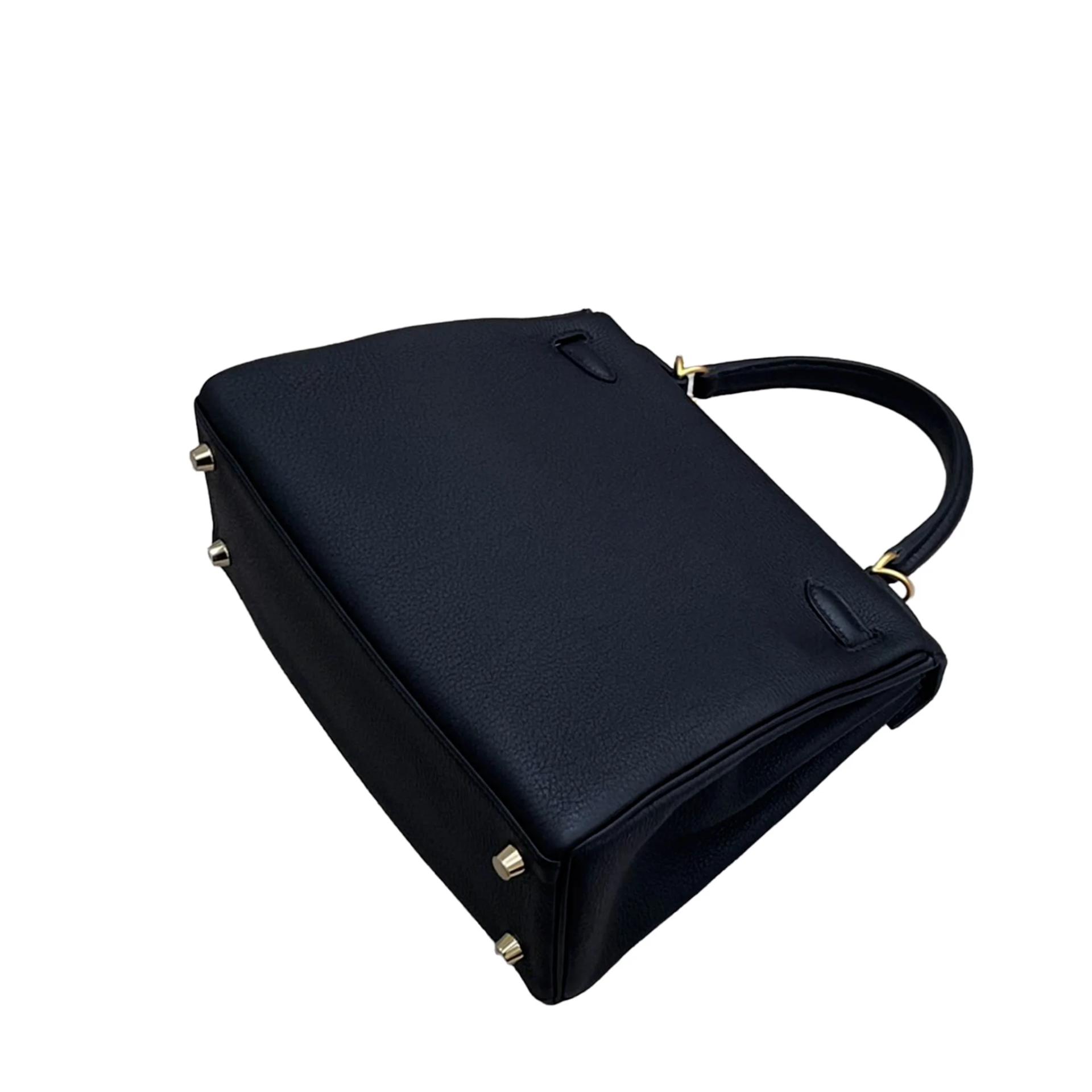 Unused ( Rank NS ) HERMÈS Kelly 25 Noir (89) Togo Brushed Gold hardware W (2024) - 7
