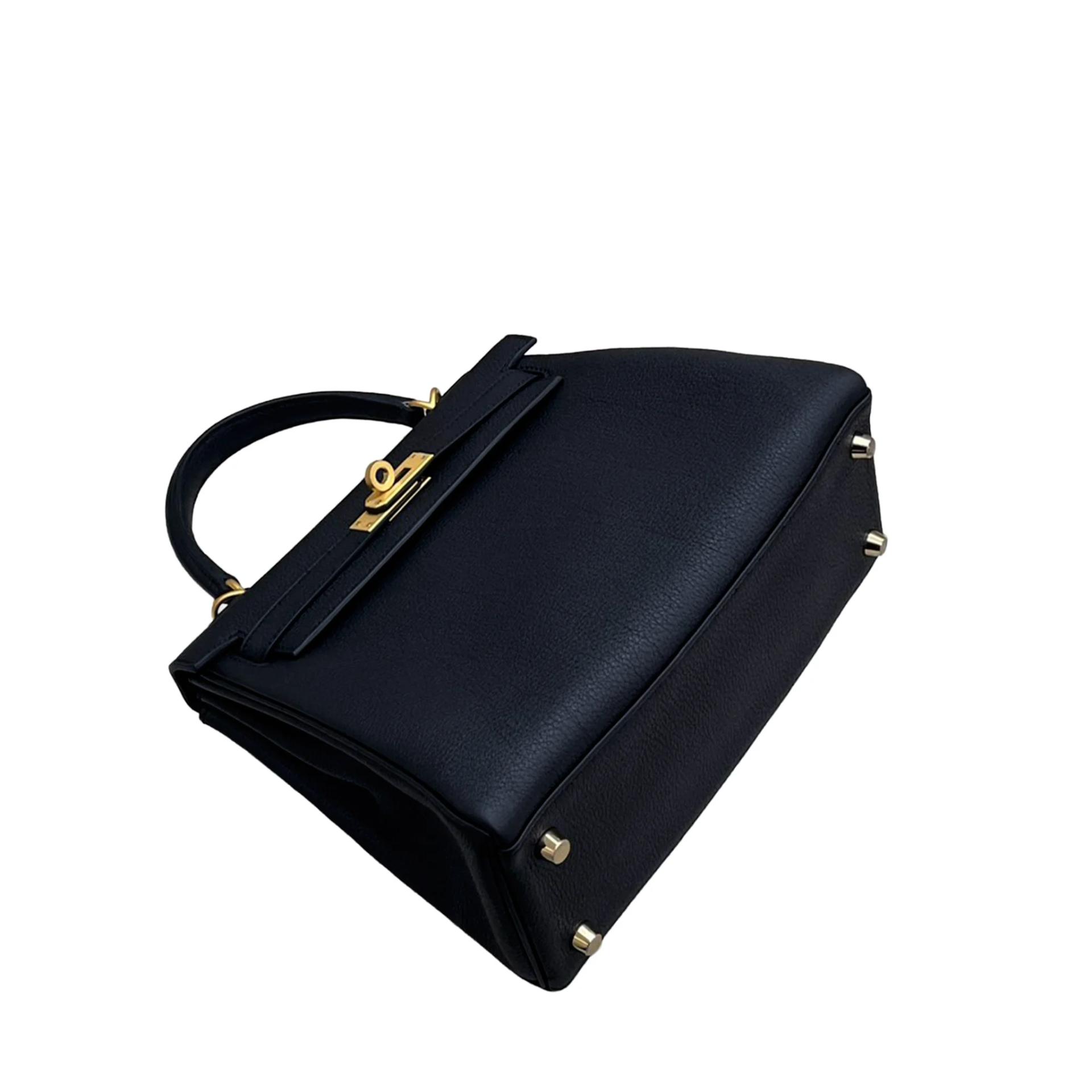 Unused ( Rank NS ) HERMÈS Kelly 25 Noir (89) Togo Brushed Gold hardware W (2024) - 4