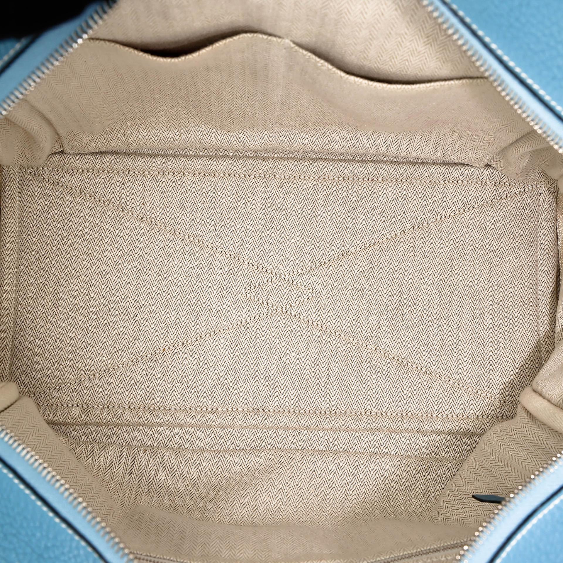 Good ( Rank AB) HERMÈS Victoria 35 Bleu Jean (75) Clemence Palladium hardware Square R (2014) - 29