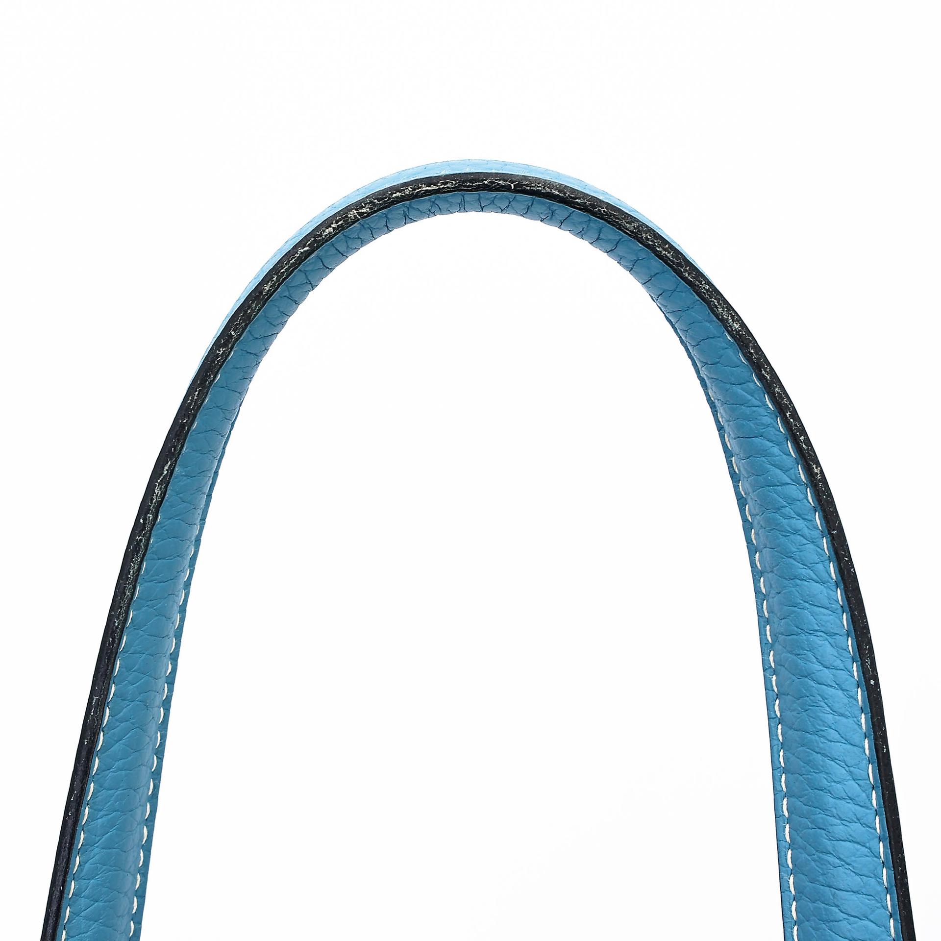 Good ( Rank AB) HERMÈS Victoria 35 Bleu Jean (75) Clemence Palladium hardware Square R (2014) - 21