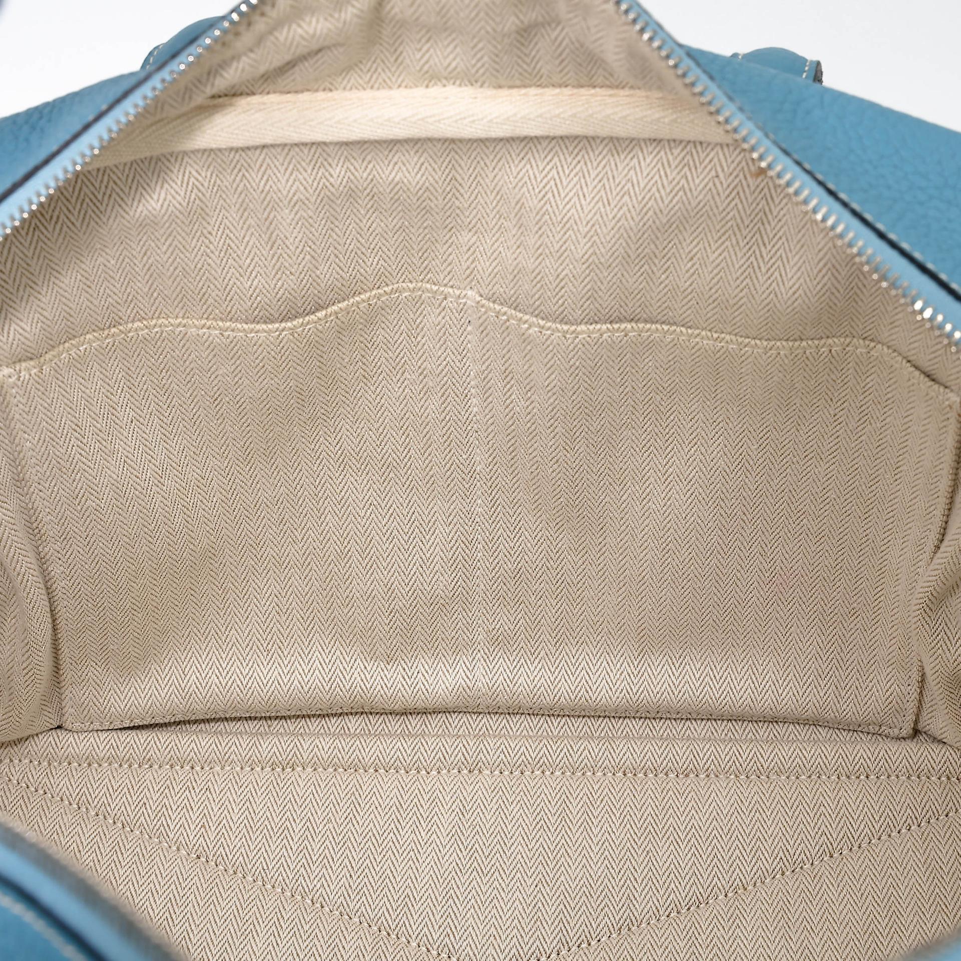 Good ( Rank AB) HERMÈS Victoria 35 Bleu Jean (75) Clemence Palladium hardware Square R (2014) - 28