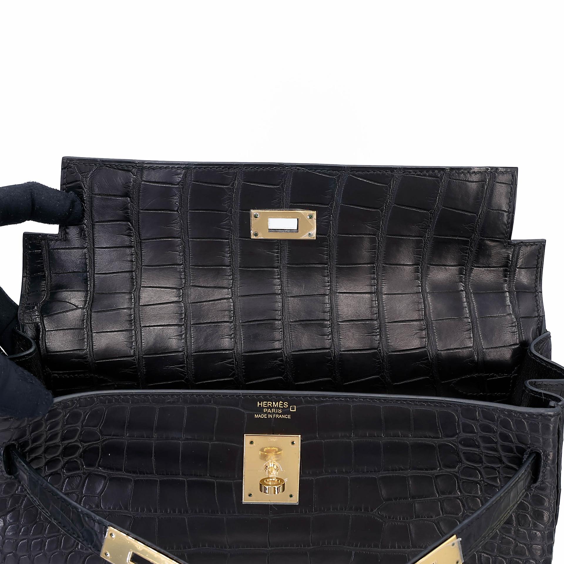ランク NS 未使用品 HERMÈS エルメス ケリー32 ブラック (89) クロコダイル アリゲーター マット ゴールド金具 X刻印 (2016) - 17