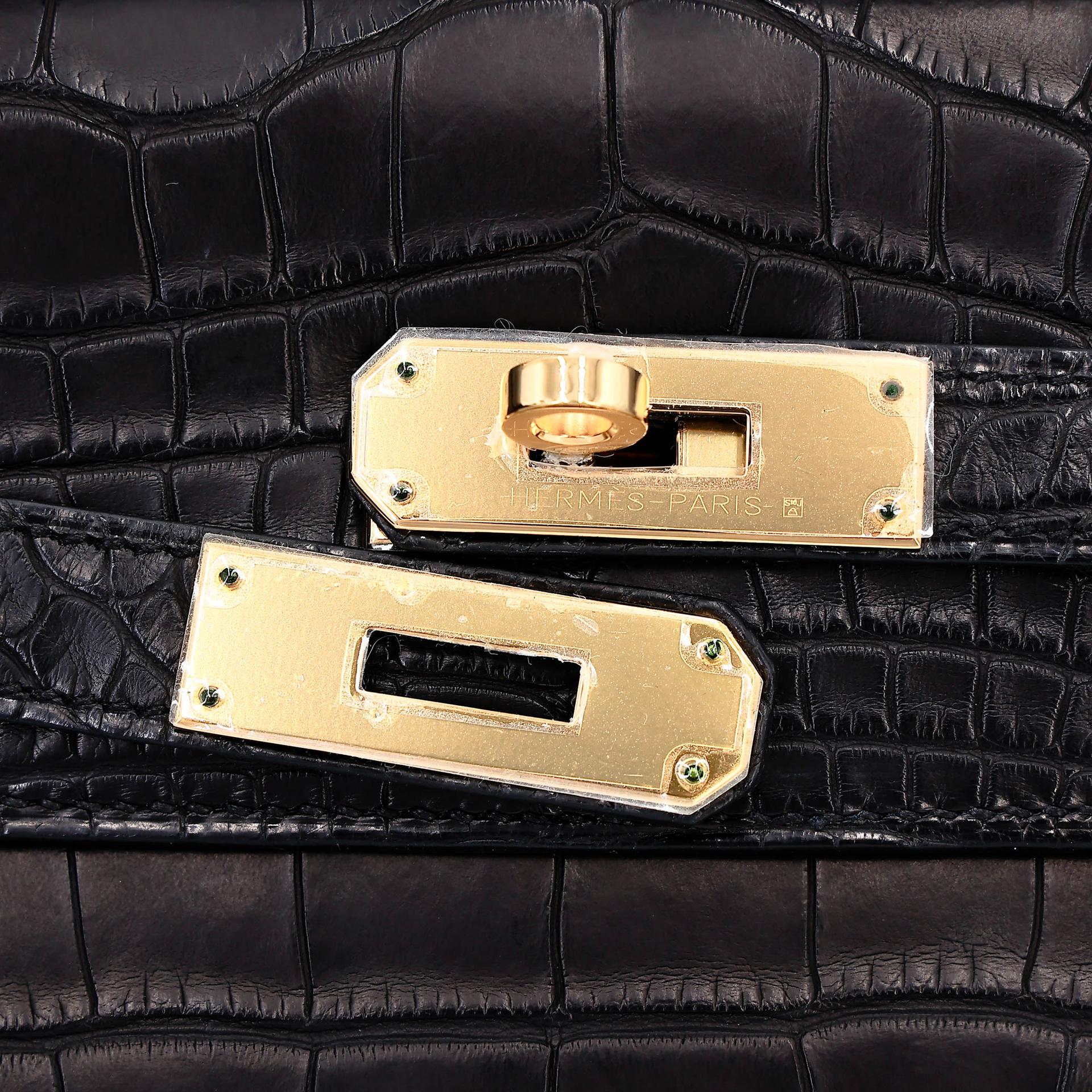 ランク NS 未使用品 HERMÈS エルメス ケリー32 ブラック (89) クロコダイル アリゲーター マット ゴールド金具 X刻印 (2016) - 13