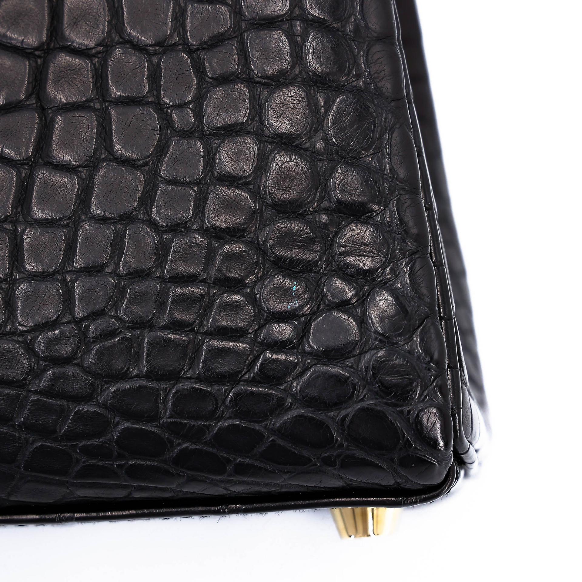 ランク NS 未使用品 HERMÈS エルメス ケリー32 ブラック (89) クロコダイル アリゲーター マット ゴールド金具 X刻印 (2016) - 12