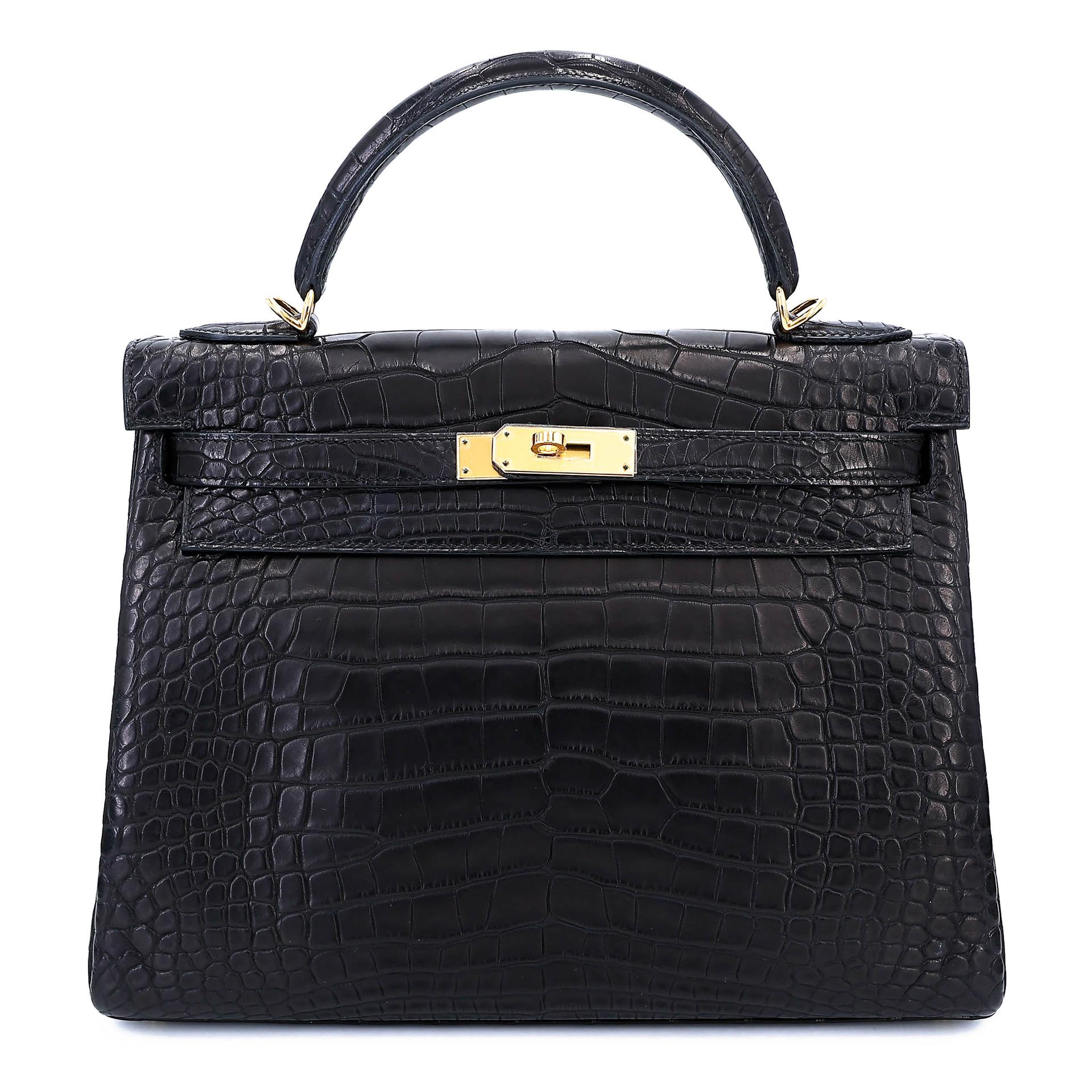 ランク NS 未使用品 HERMÈS エルメス ケリー32 ブラック (89) クロコダイル アリゲーター マット ゴールド金具 X刻印 (2016) - 1