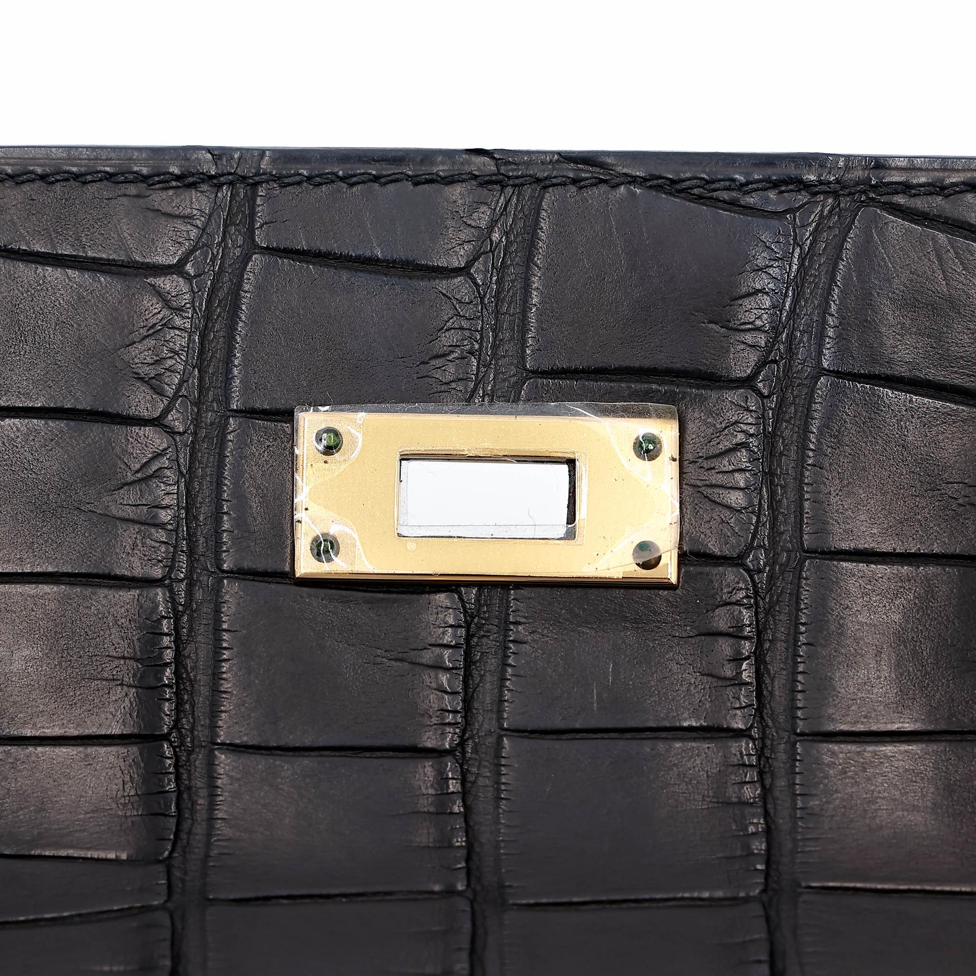 ランク NS 未使用品 HERMÈS エルメス ケリー32 ブラック (89) クロコダイル アリゲーター マット ゴールド金具 X刻印 (2016) - 16