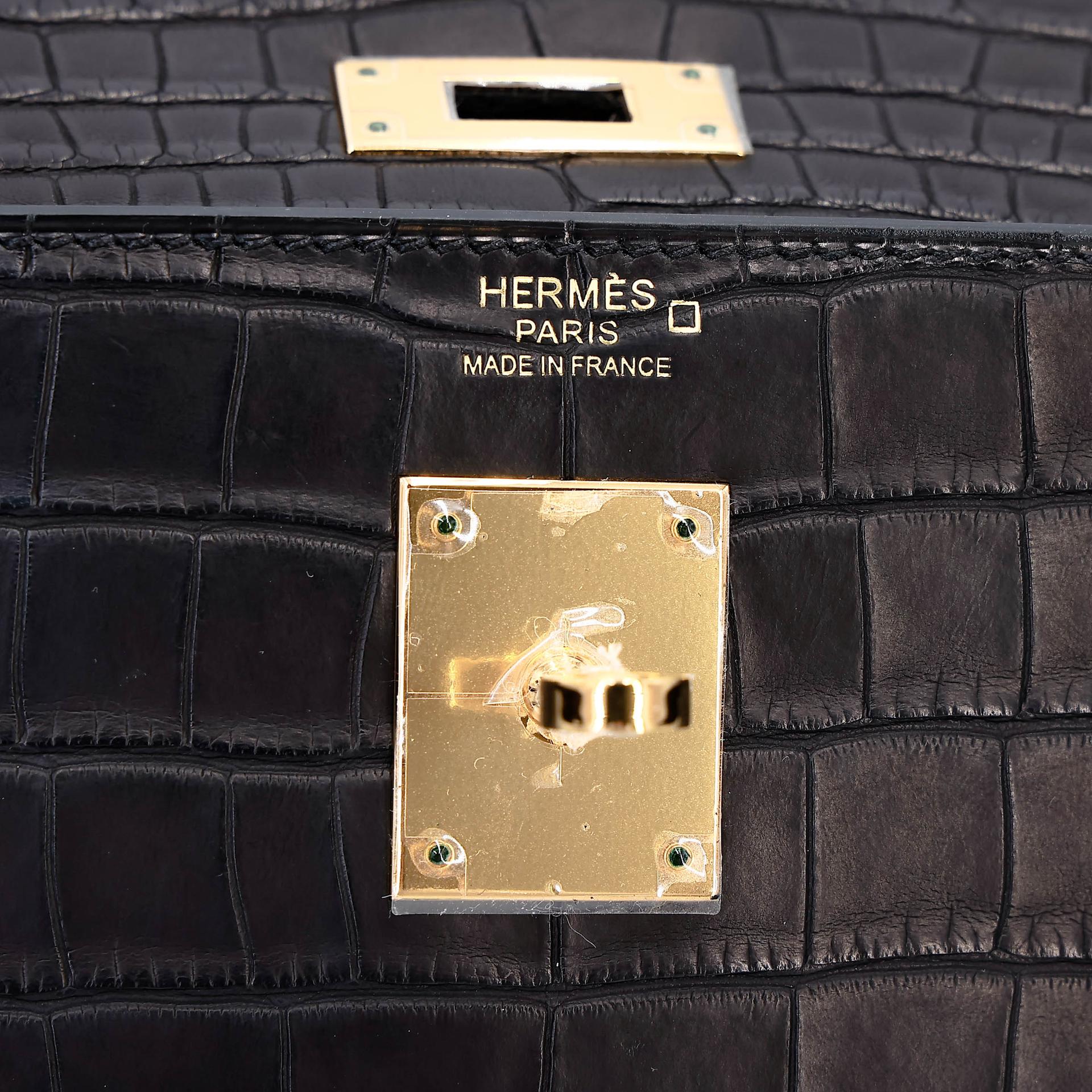 ランク NS 未使用品 HERMÈS エルメス ケリー32 ブラック (89) クロコダイル アリゲーター マット ゴールド金具 X刻印 (2016) - 18