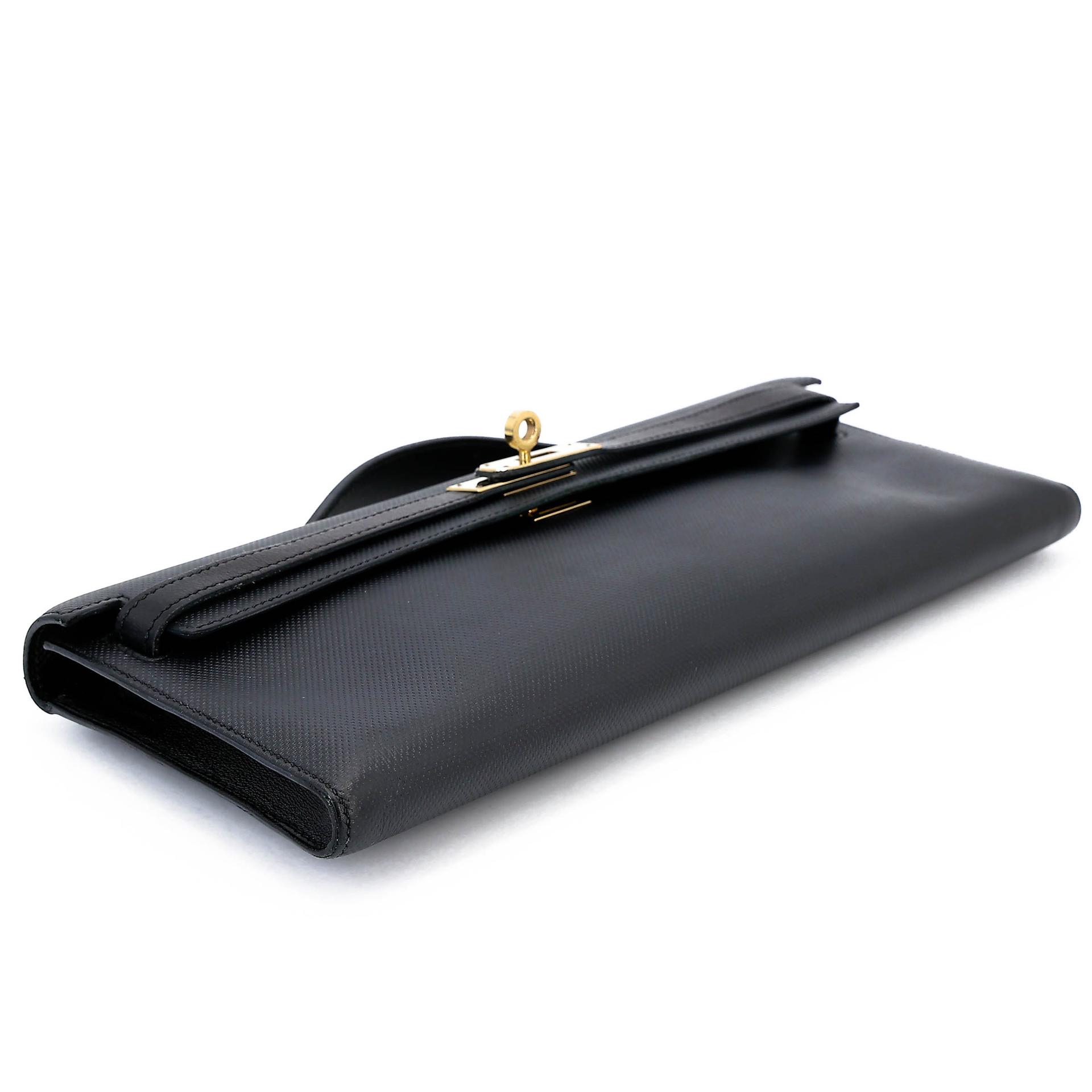 A美品 HERMÈS 愛馬仕 Kelly Cut 89 黑色 Noir (Black) Grain d`H皮 Swift牛皮 香檳金扣 □Q刻 2013年 - 8