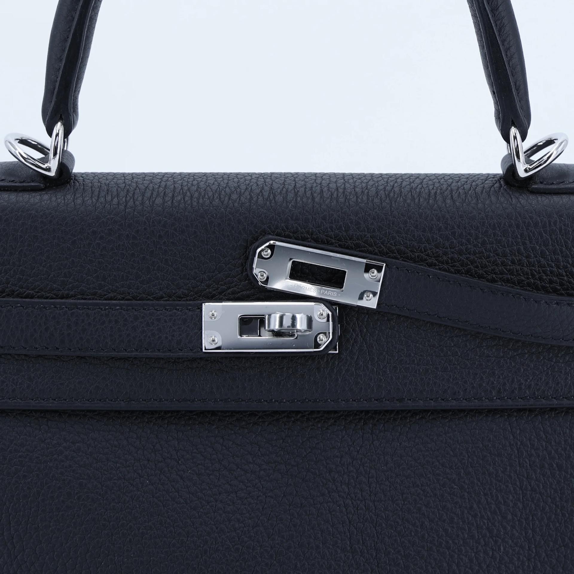 Unused ( Rank NS ) HERMÈS Kelly 25 Noir (89) Togo Palladium hardware W (2024) - 8