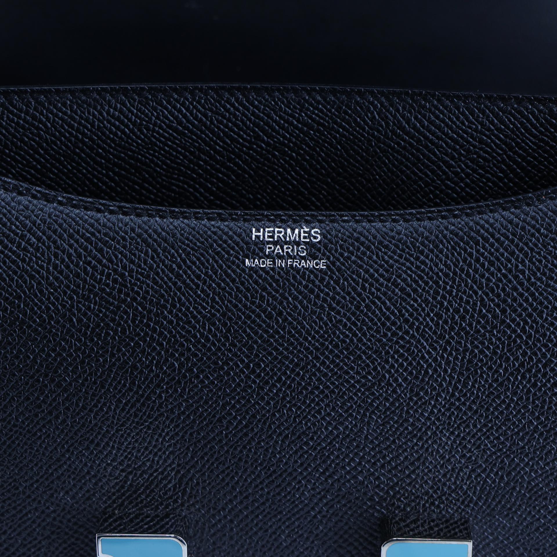 Very Good ( Rank A) HERMÈS Constance 24 Noir (89) Epsom Enamel hardware X (2016) - 11